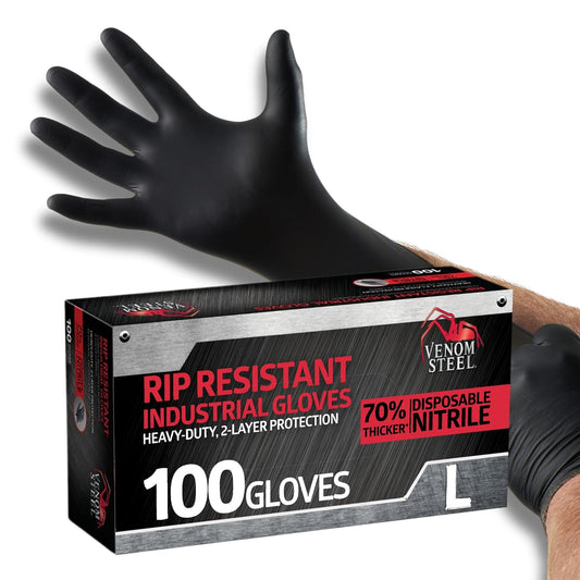 Venom Steel Industrial Nitrile Gloves, Chemical Resistant Disposable B