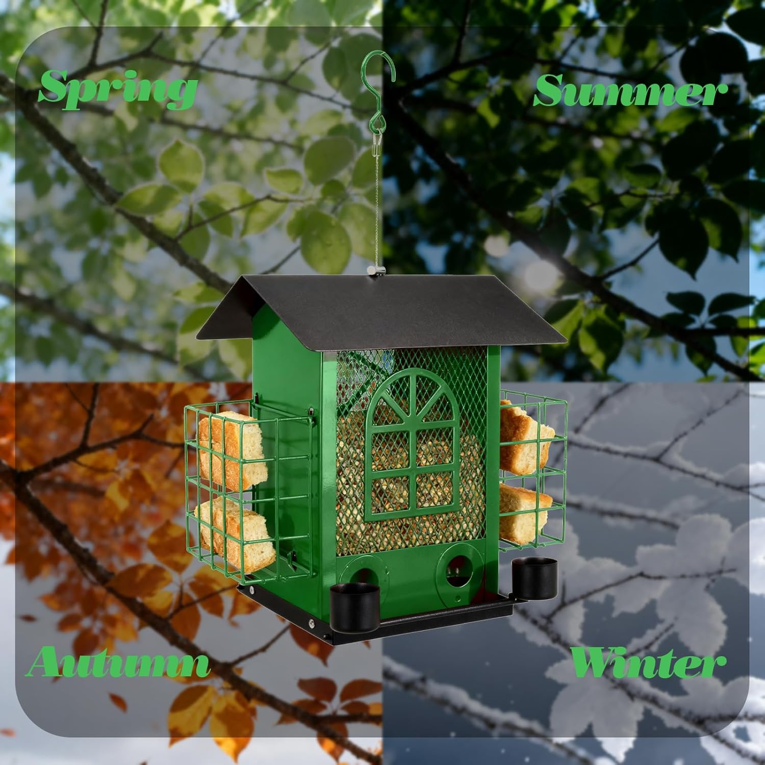 Outdoor Metal Hanging Bird Feeder Large Capacity Premium Wild Bird Fee