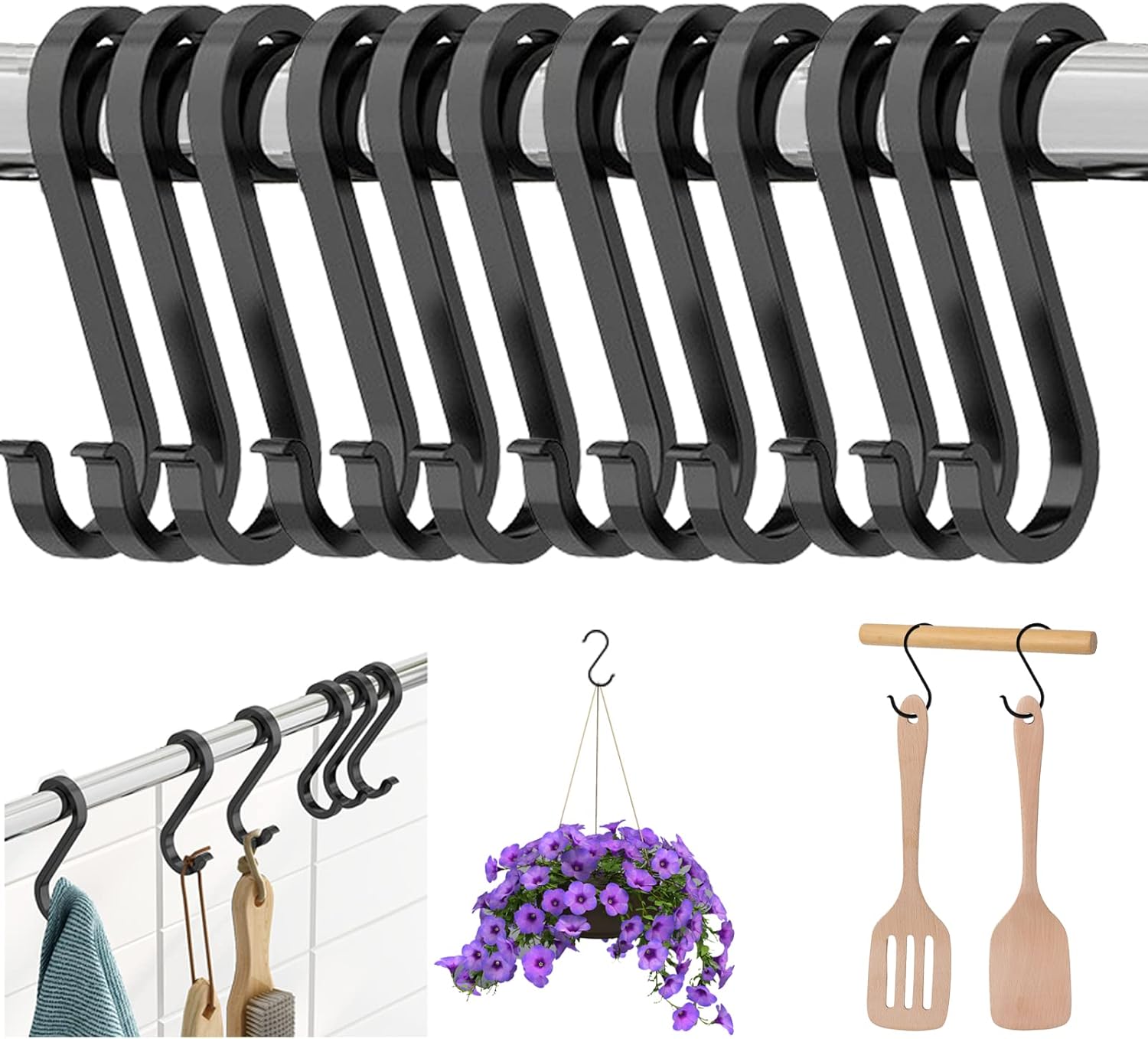 15Pcs S Shaped Hooks Matte Finish S Hooks Aluminum Heavy Duty S Hooks 