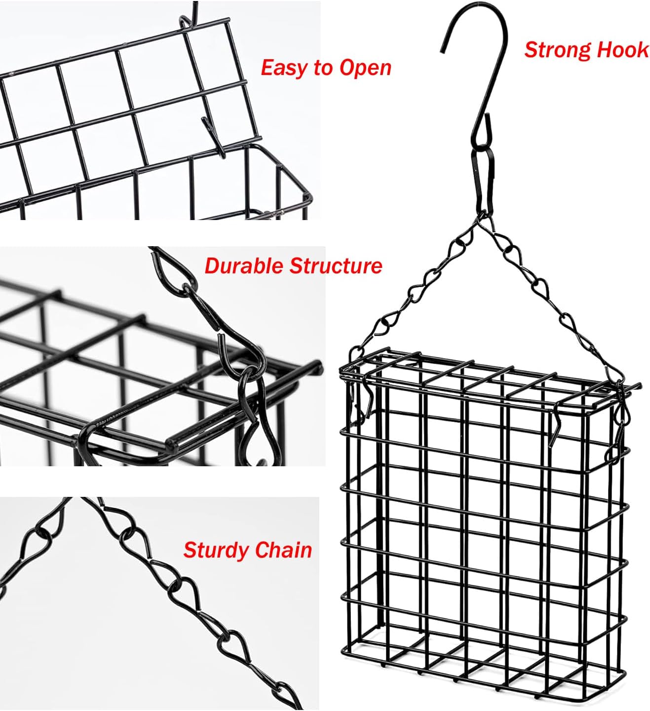 Two of Durable Outdoor Garden Yard Patio Suet Bird Parrot Easy Open Re