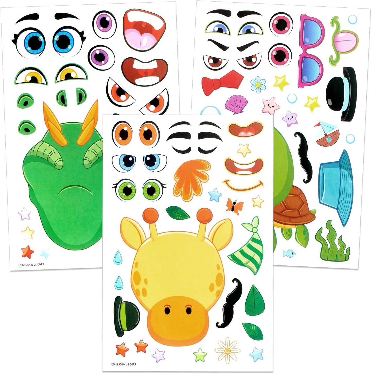 JOYIN 36 Sheets 9"x6" Make a face Stickers for Kids, Make Your Own Ani