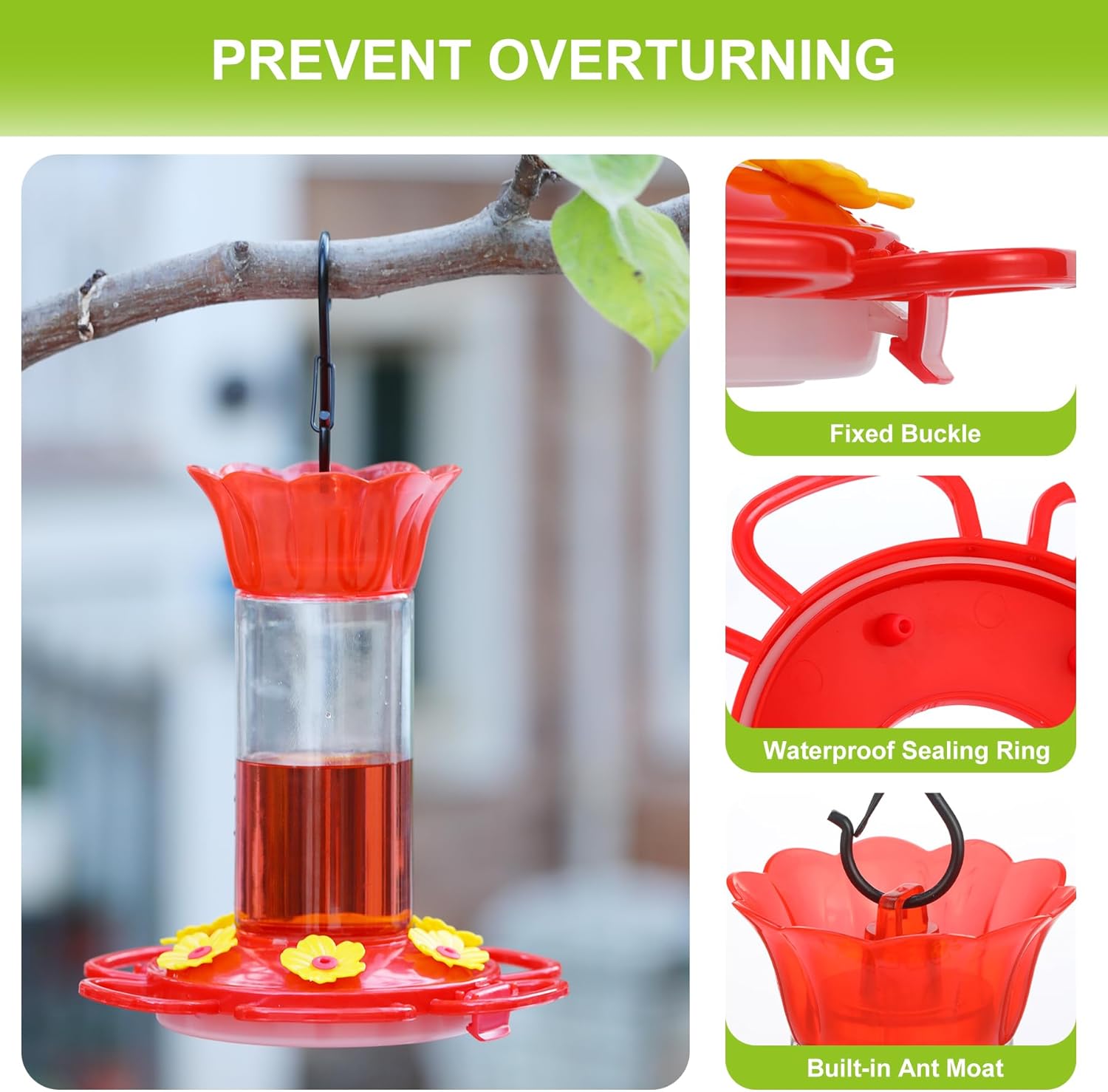 Plastic Hummingbird Feeders for Outdoors Hanging, 1 Pack Humming Bird 