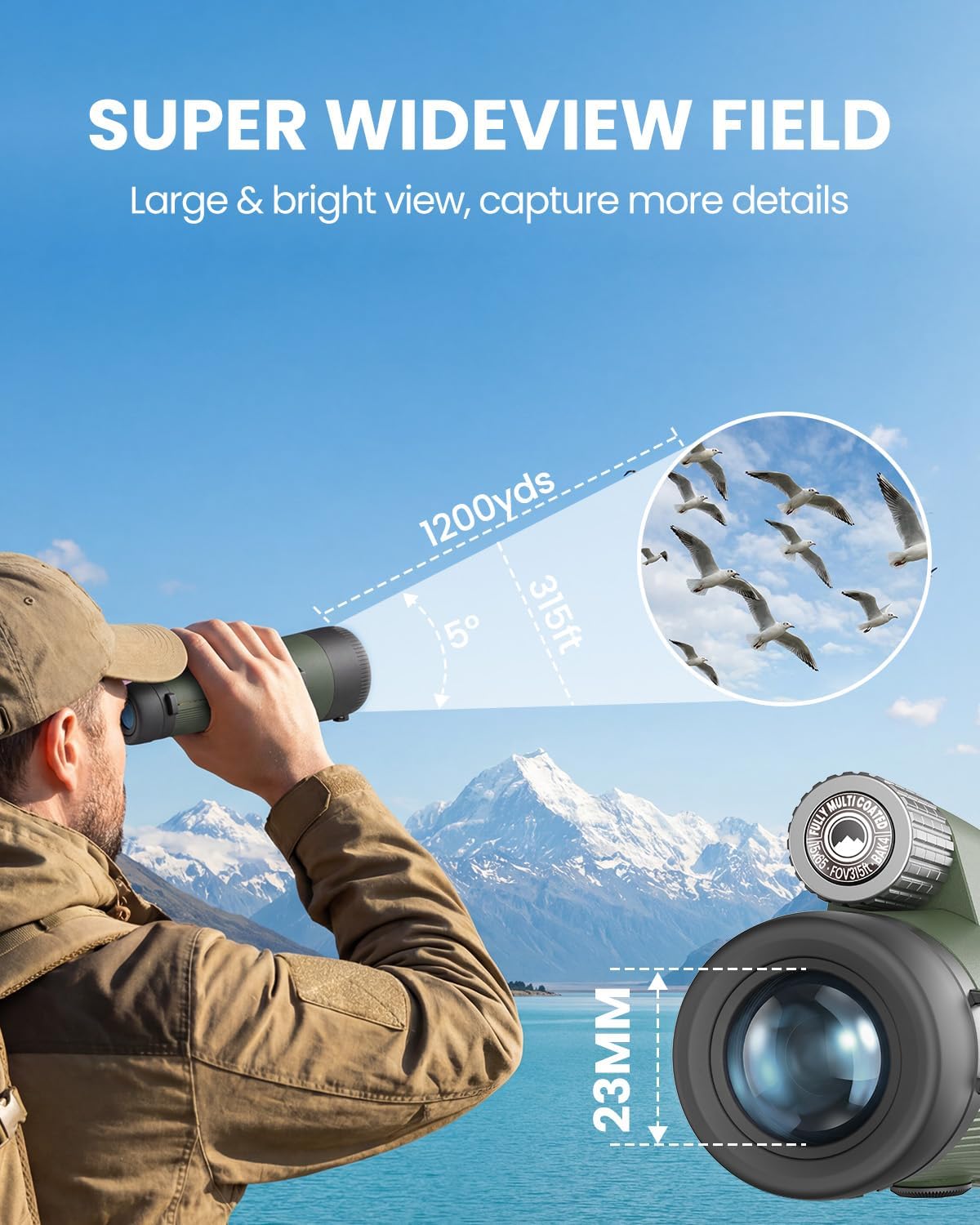 15x65 Monoculars for Adults High Powered - Monocular Telescope with Phone Adapter & Tripod - Super Bright Waterproof Monocular with BAK4 Prism & FMC Lens - Monoculars for Bird Watching Travel Hiking
