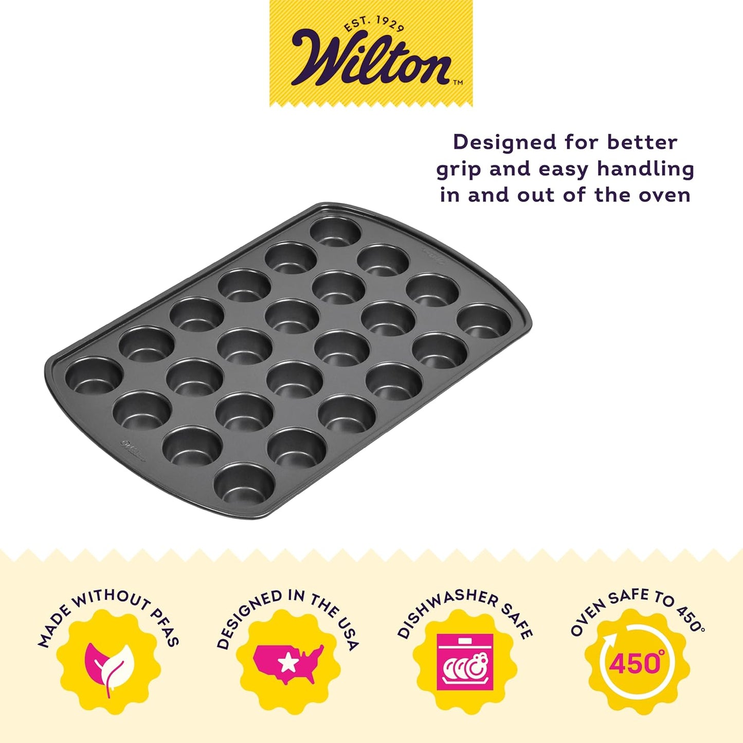 Wilton Gold Non-Stick 24-cup Muffin Pan, Cold-Rolled Steel Bakeware, M