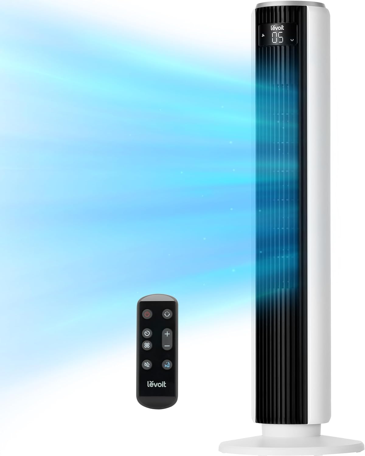 LEVOIT Tower Fan for Bedroom, 90° Oscillating Standing Fan with 28dB Q
