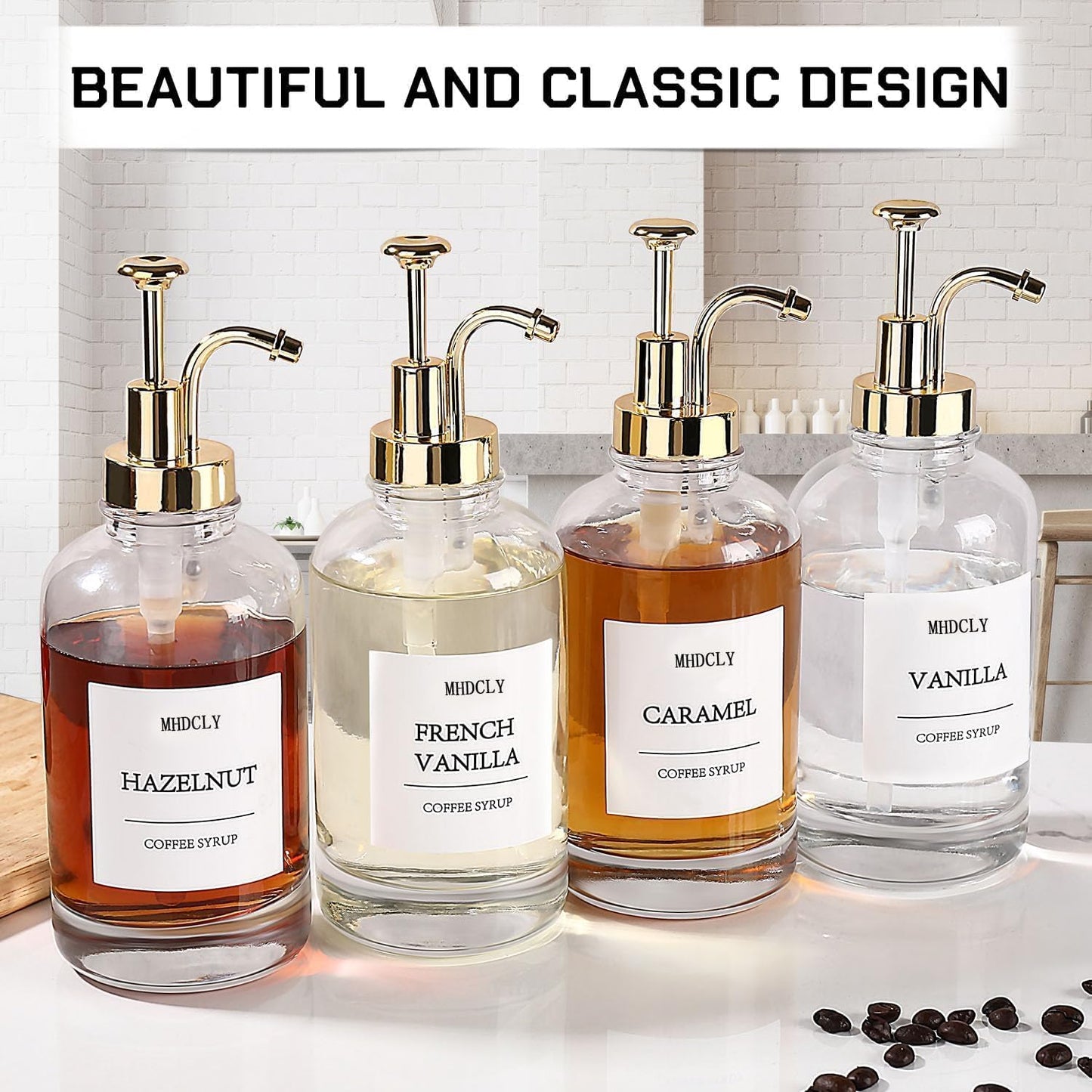 Coffee Bar Accessories, Coffee Syrup Dispenser - 4pack,16.9oz Syrup Di