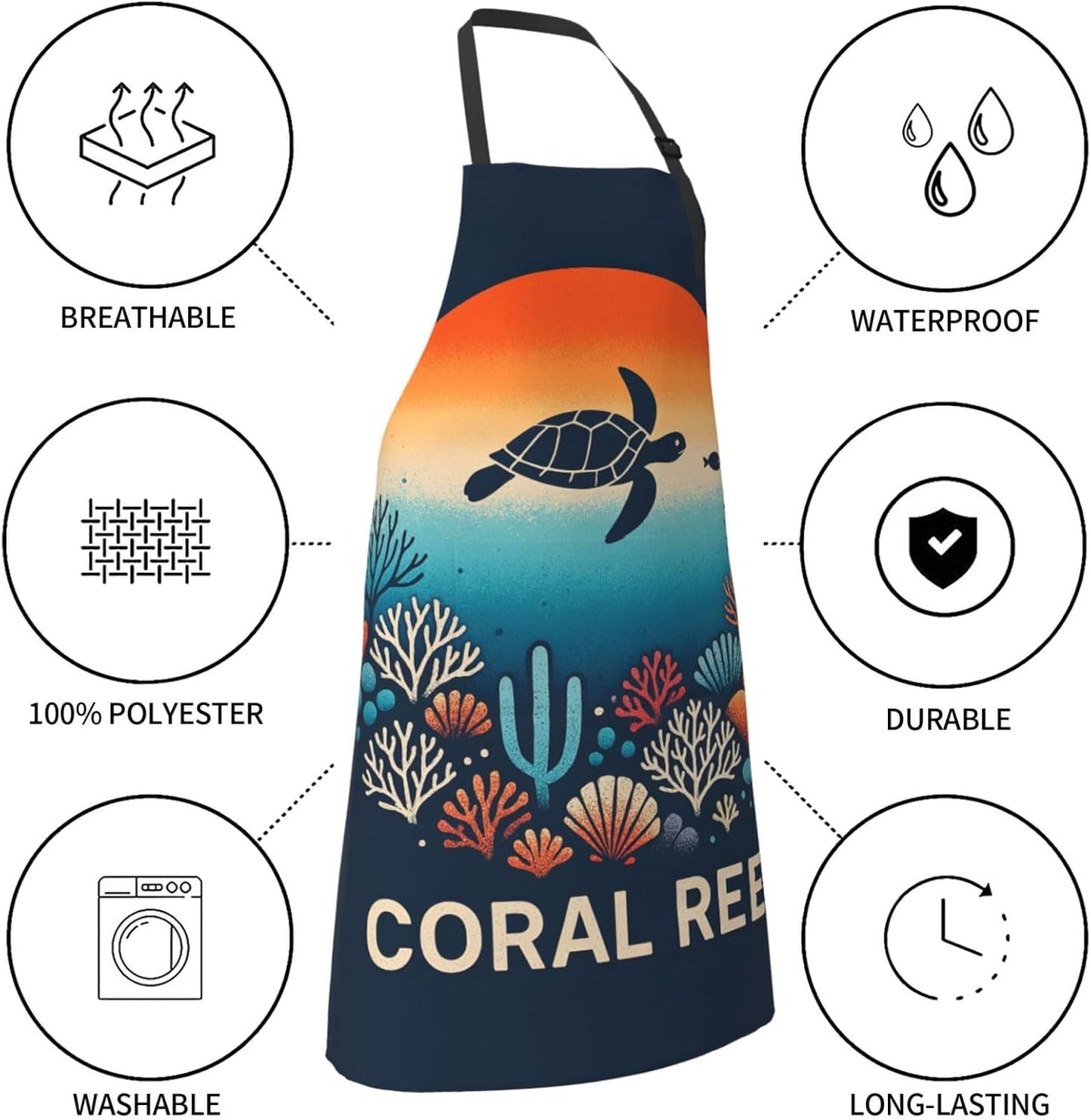 YANYU Coral Reef Print 28x33 In Kitchen Apron Stylish Chef Apron with Pockets for Cooking Baking Painting