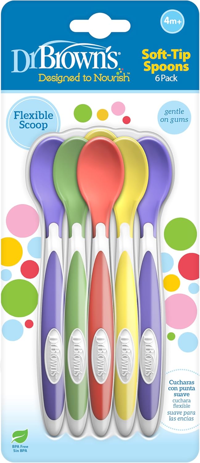 Dr. Brown's Soft-Tip Toddler Feeding Spoons, 6 Pack, Multi