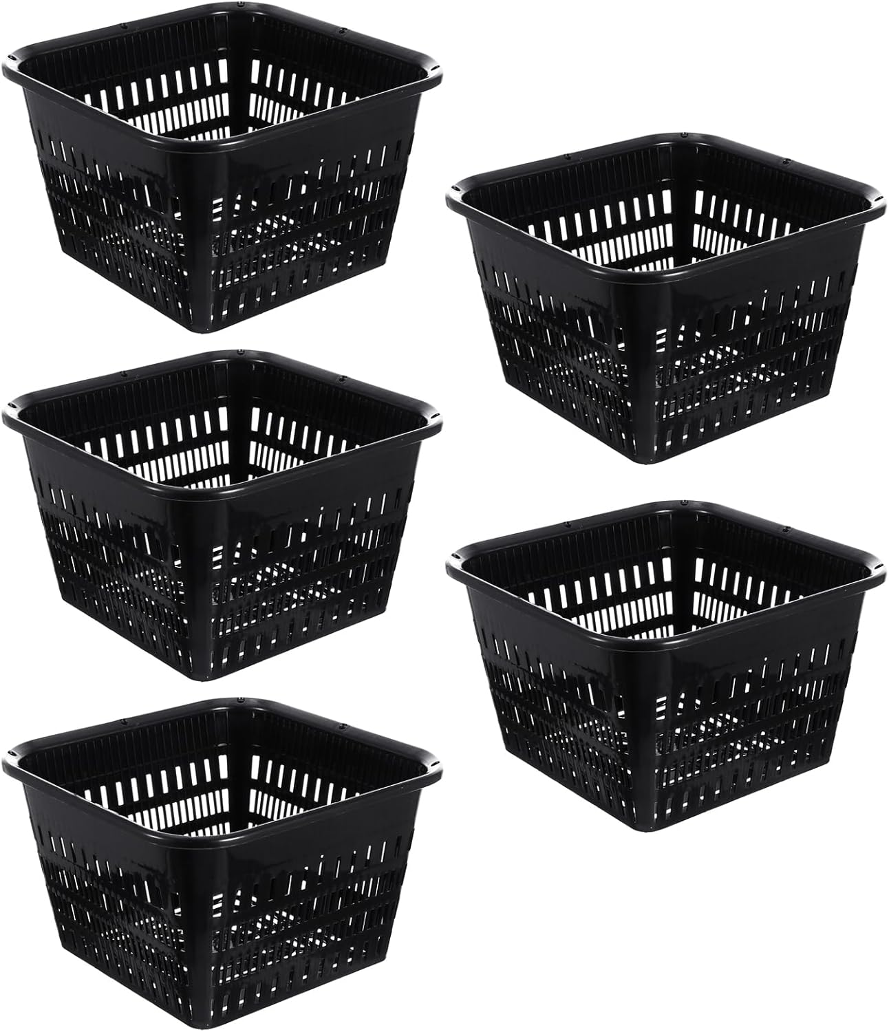 Cabilock 5-Pack Octagon Orchid Pots 7.07 Inch Root Control Planters with Drainage Holes Thick Breathable Plastic for Indoor Outdoor Gardening