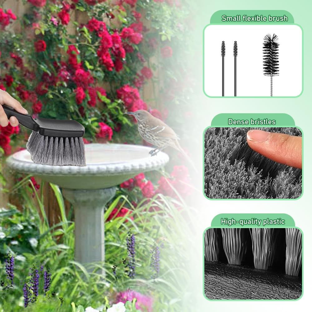 Bird Bath Cleaner Brush Set, 4 PCS Bird Bath Brush, Bird Bath Accessories for Birdbaths, Feeders & Outdoor Cleaning