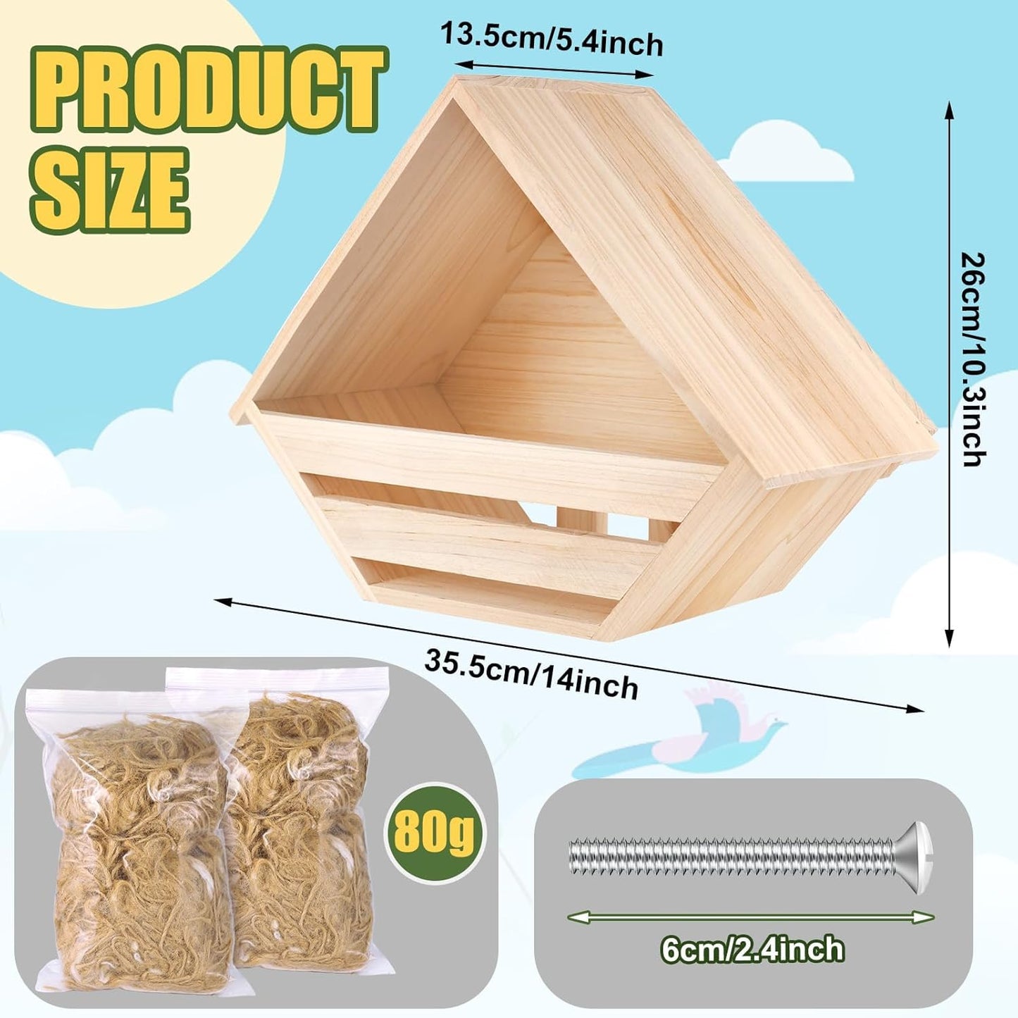 Cedar Dove Nesting Box Mourning Dove Nesting Box Bird Nesting Material Wooden Birdhouse Shelter for Bird Pigeon Nesting Roosting Platform Birdhouse Outdoors Garden Decoration