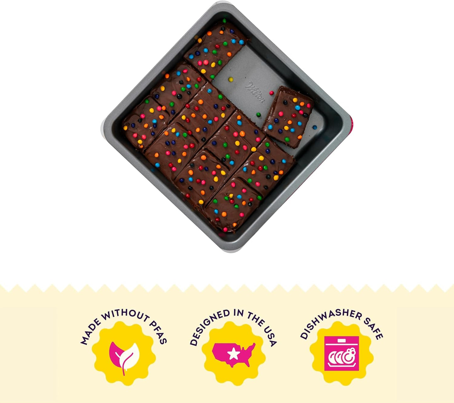Wilton Silver Non-Stick 8 x 8 Inch Square Brownie Cake Pan, Cold-Rolle