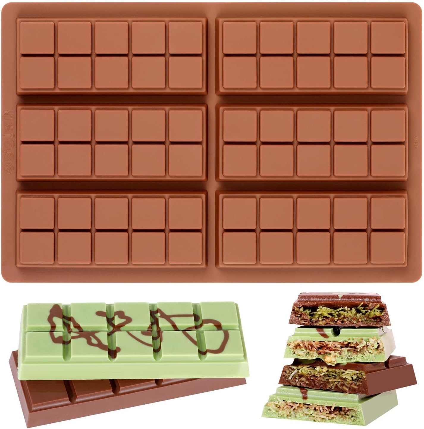 Chocolate Bar Mold - Non-Stick Chocolate Molds, Food Grade Silicone De