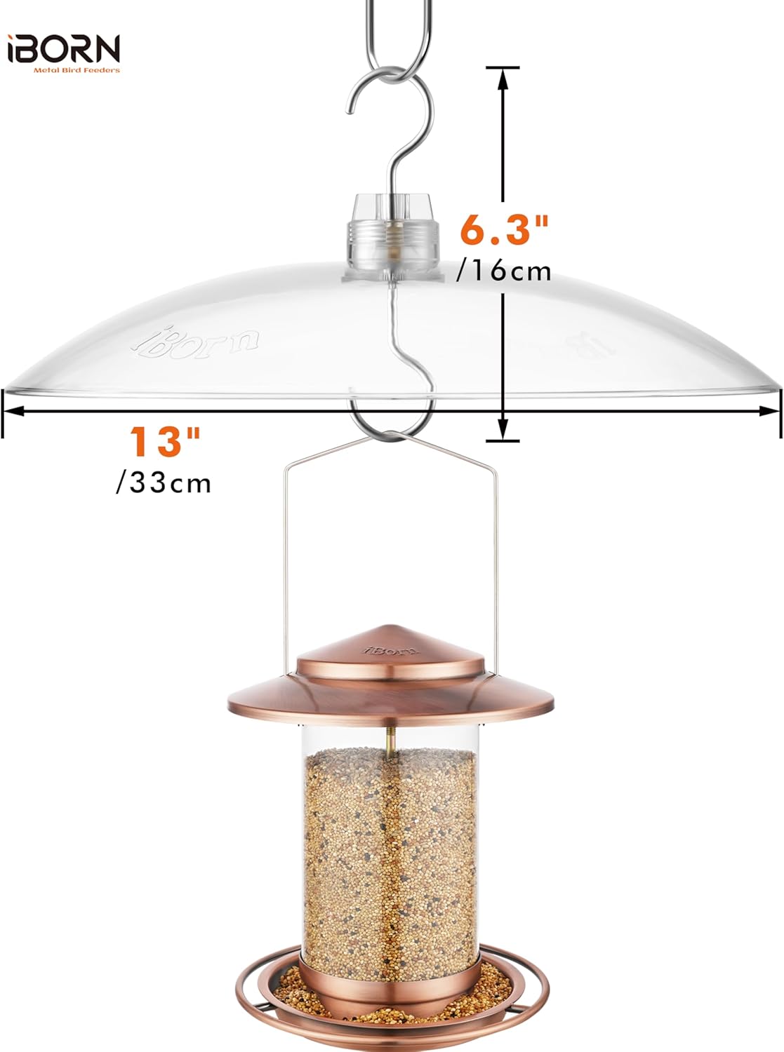 iBorn Baffles for Bird Feeders, 13” Bird Feeder Cover for Rain Guard, Birds Feeders Rain Guard, Full Protection for Feeders for Outdoors, Chew-Proof Polycarbonate, Pack of 2, Transparent