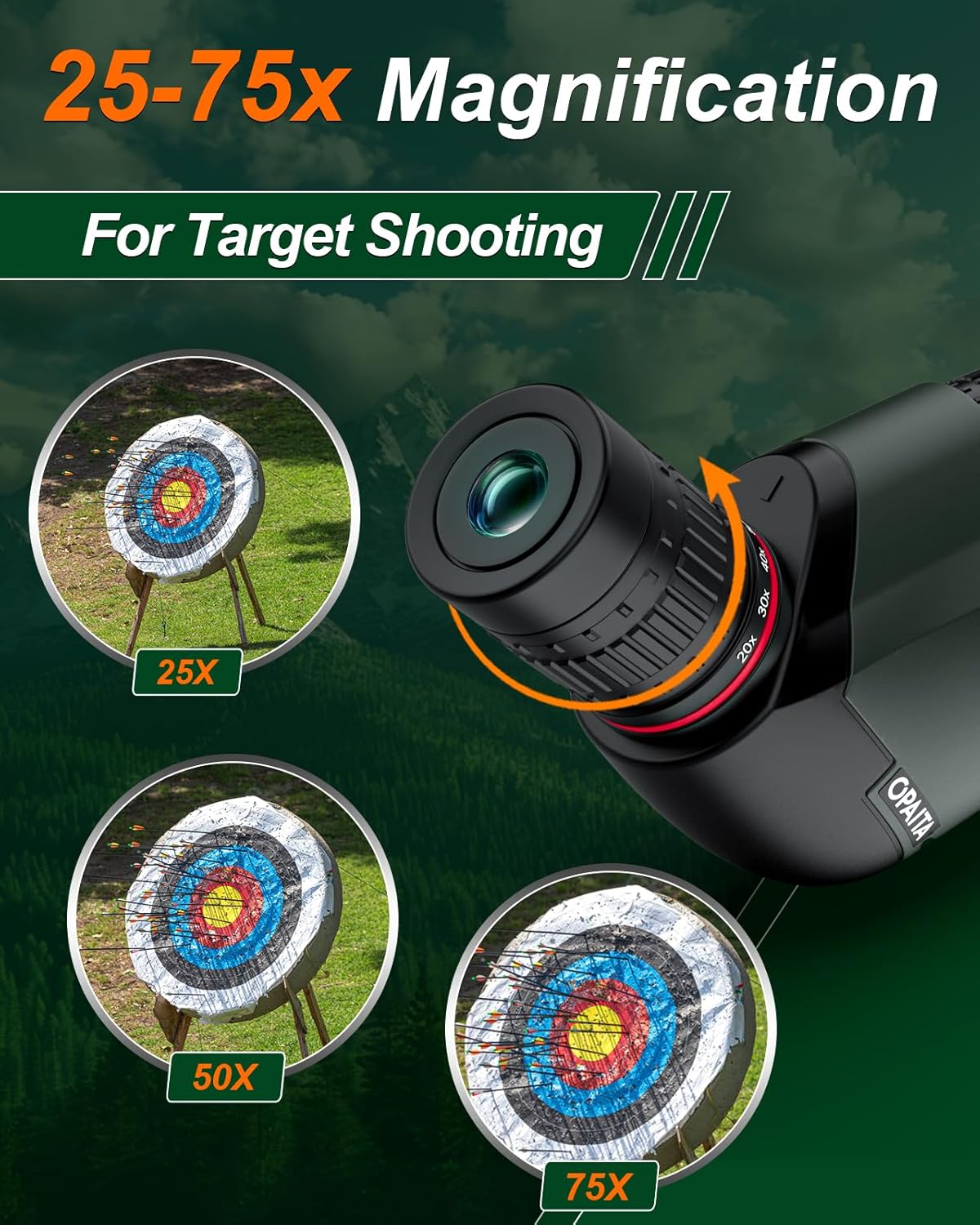 25-75X80 Spotting Scope for Shooting Hunting - Spotter Scopes with Tripod Phone Adapter Waterproof HD Scope for Target Shooting Bird Watching - Gifts for Men