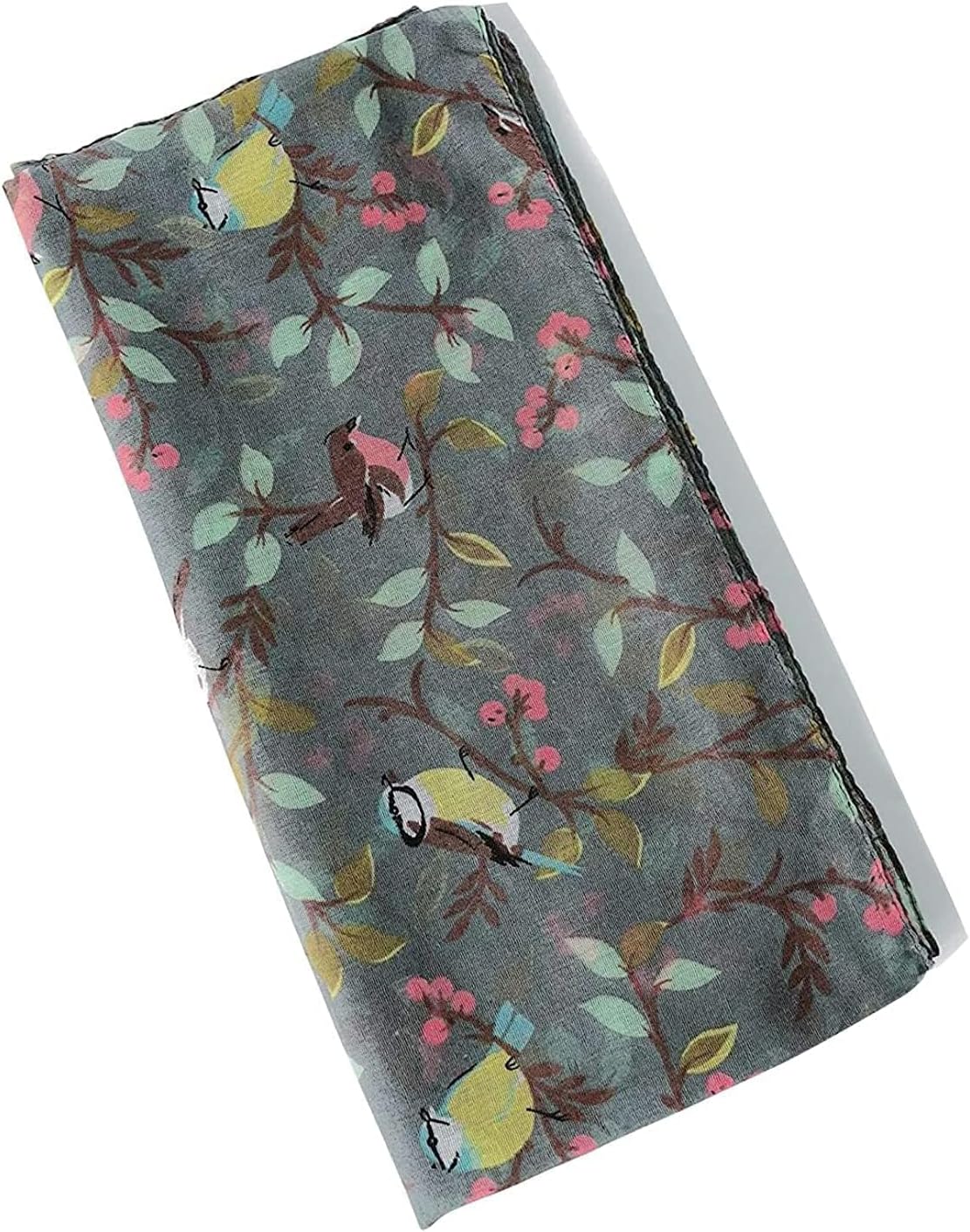 GERINLY Scarfs for Women Lightweight Floral Birds Print Cotton Scarves