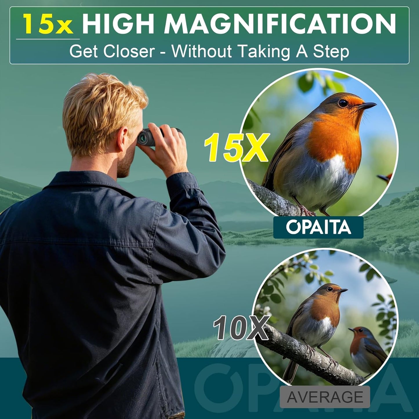15x52 High Powered Binoculars for Adults - OPAITA HD Professional Bird Watching Binoculars with BAK4 Prism & FMC Lensfor Hunting, Stargazing, Travel, Sports - Birthday Gifts for Men