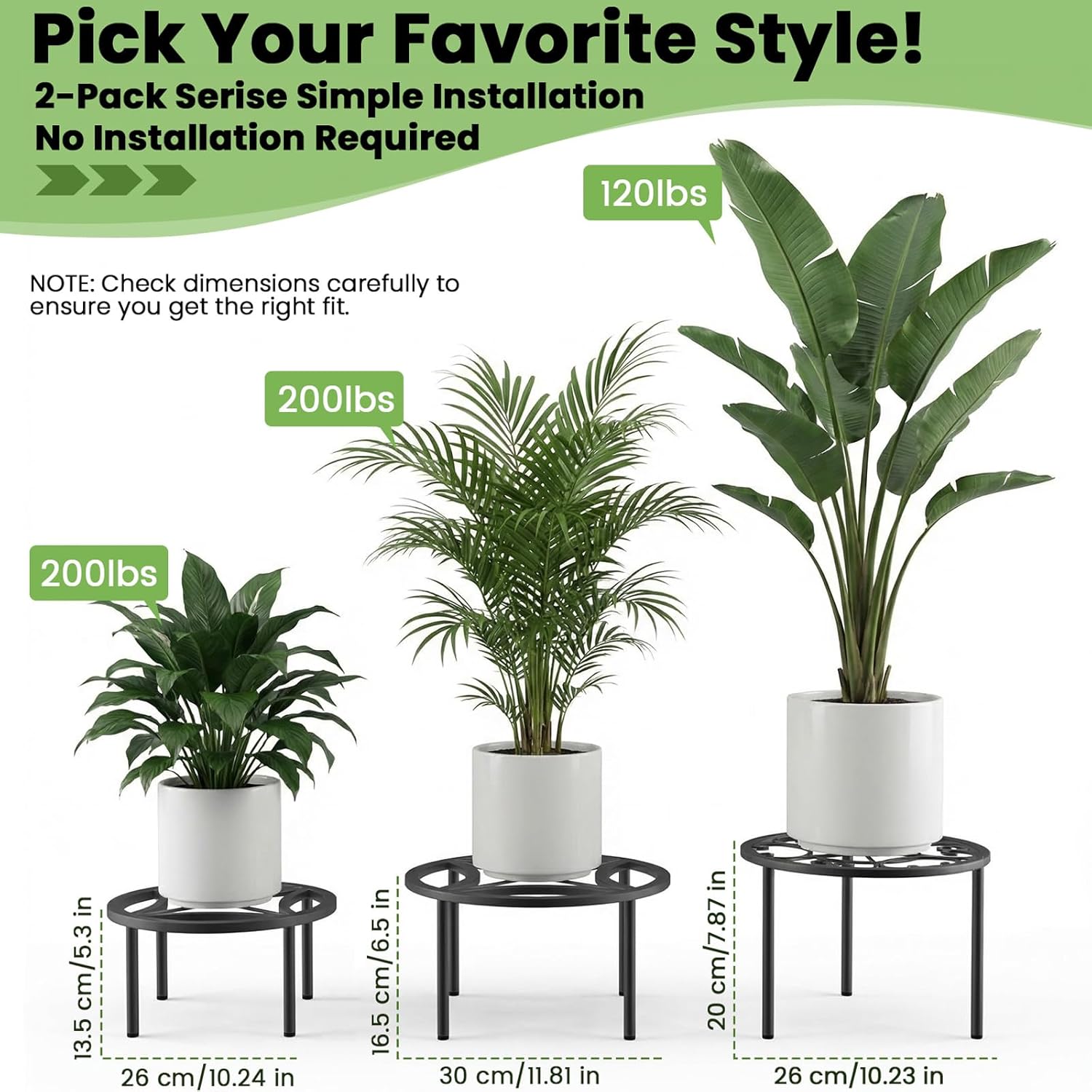 TOSKING 2-Pack Heavy Duty Metal Plant Stands - 10-inch Decorative Roun