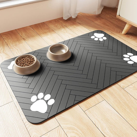 Pet Feeding Mat-Absorbent Pet Placemat for Food and Water Bowl, with W