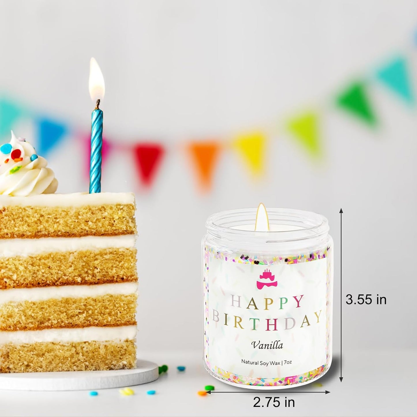 Lihome Happy Birthday Candle - Birthday Gifts for Women, Men, Mom, Dad, Sister, Teacher, Friends - Best Gifts for Her Ideas, Natural Soy Wax Vanilla Scented Candles
