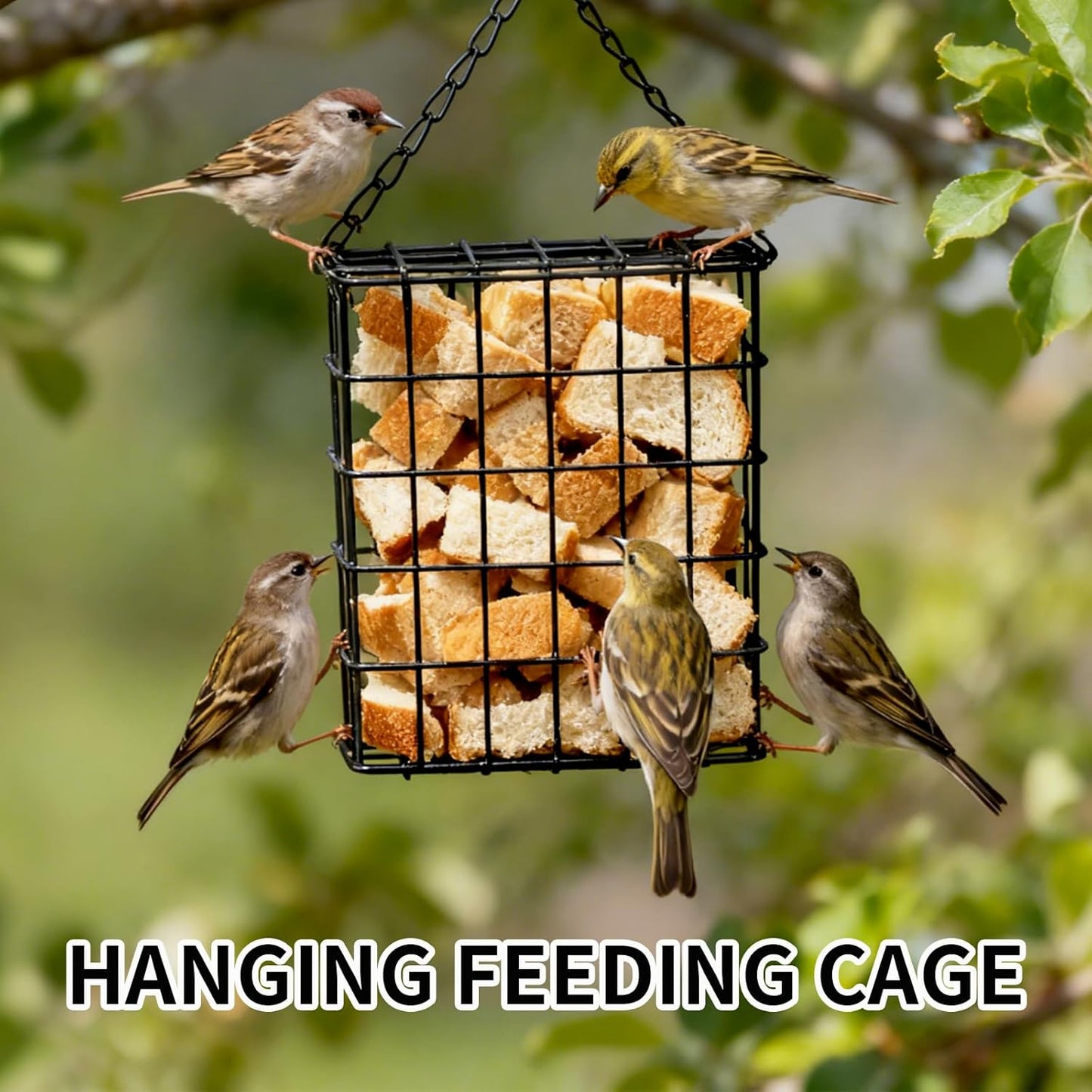 4 Pack Suet Bird Feeders for Outside, Hanging Wild Bird Feeder Cages, Single Suet Cake Capacity, Outdoor Garden Yard Decor