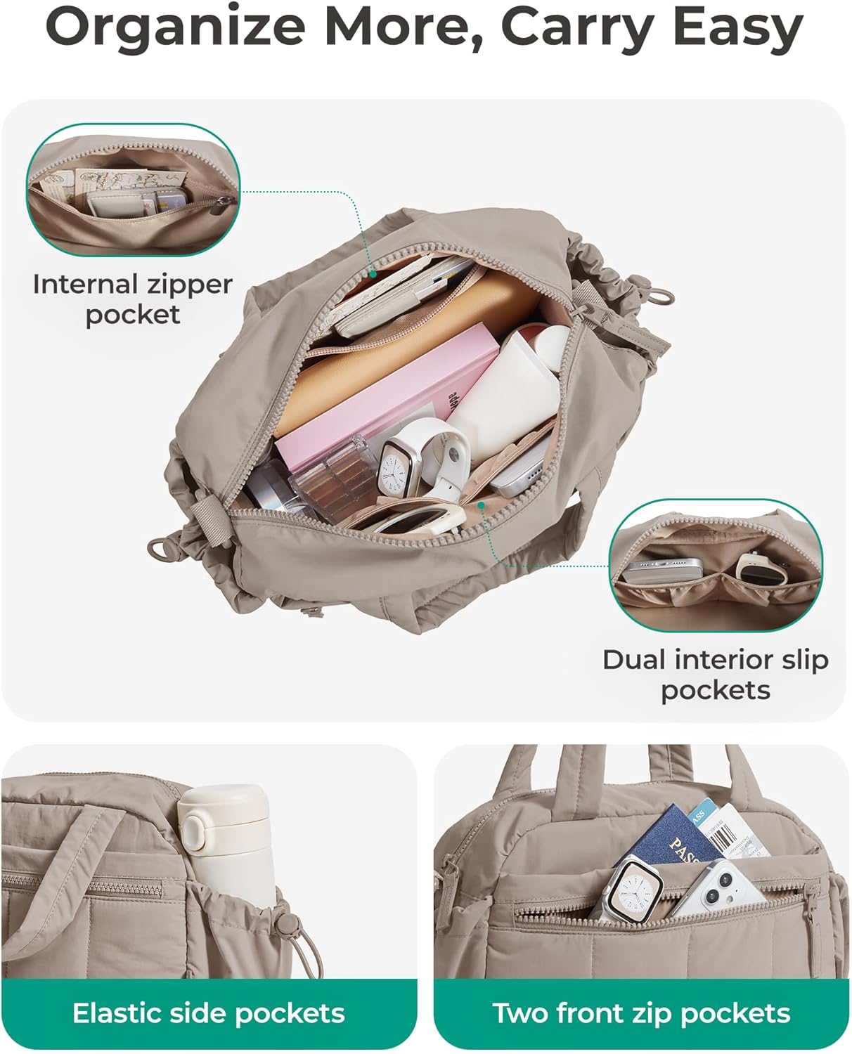 BAGSMART Mini Duffle Bag, Crossbody Bags for Women, 6.8L Lightweight T