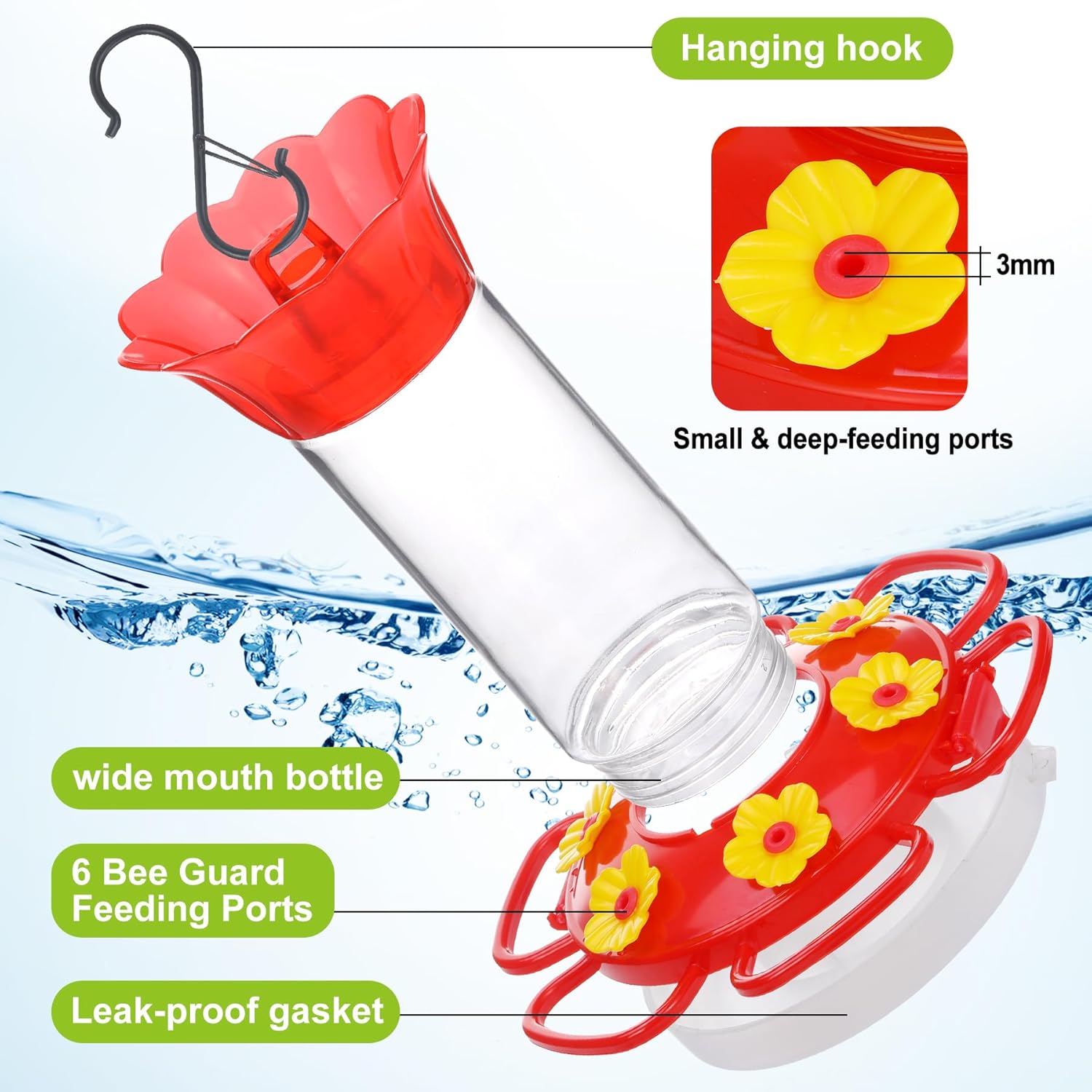 Plastic Hummingbird Feeders for Outdoors Hanging, 1 Pack Humming Bird 