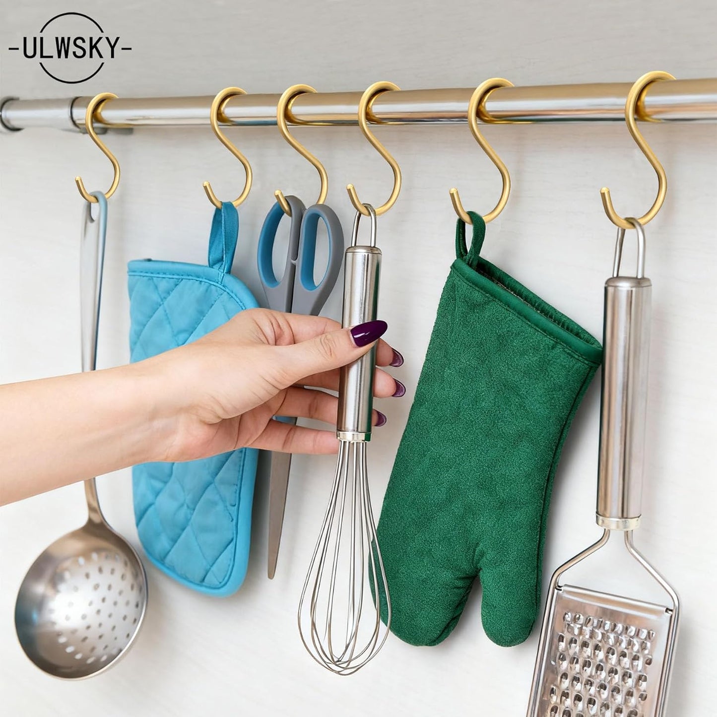20Pcs Gold S Hooks,Aluminum Alloy S Shaped Hook,4.3x1.4inch Gold Hook Hanger,Heavy Duty S Hook,Utility S Hooks for Bathroom,Cloakroom,Kitchen,Garden