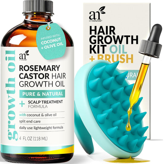 Artnaturals Organic Rosemary Castor Hair Oil + Massager Hair Growth Se