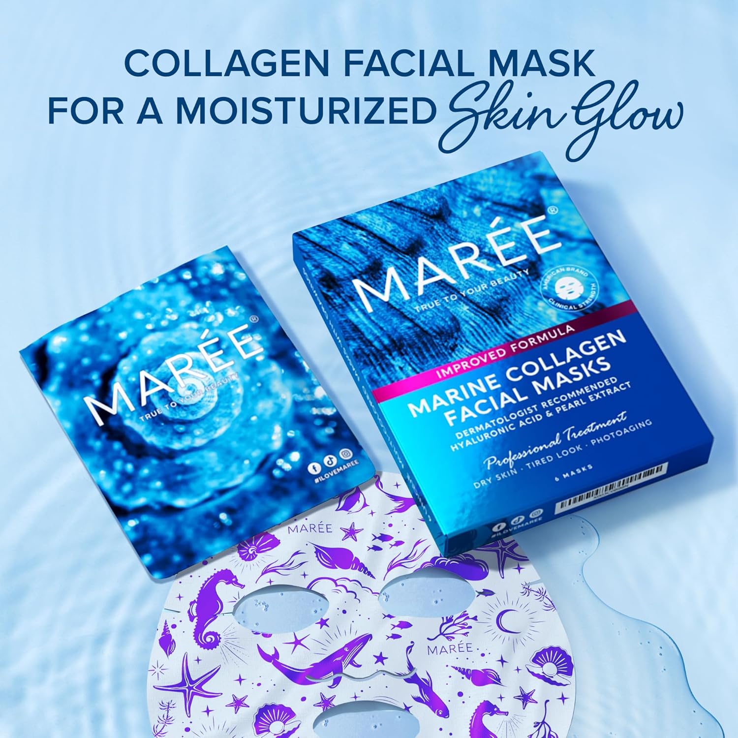 MAREE Collagen Facial Mask with Hyaluronic Acid — Sheet Face Mask Skin
