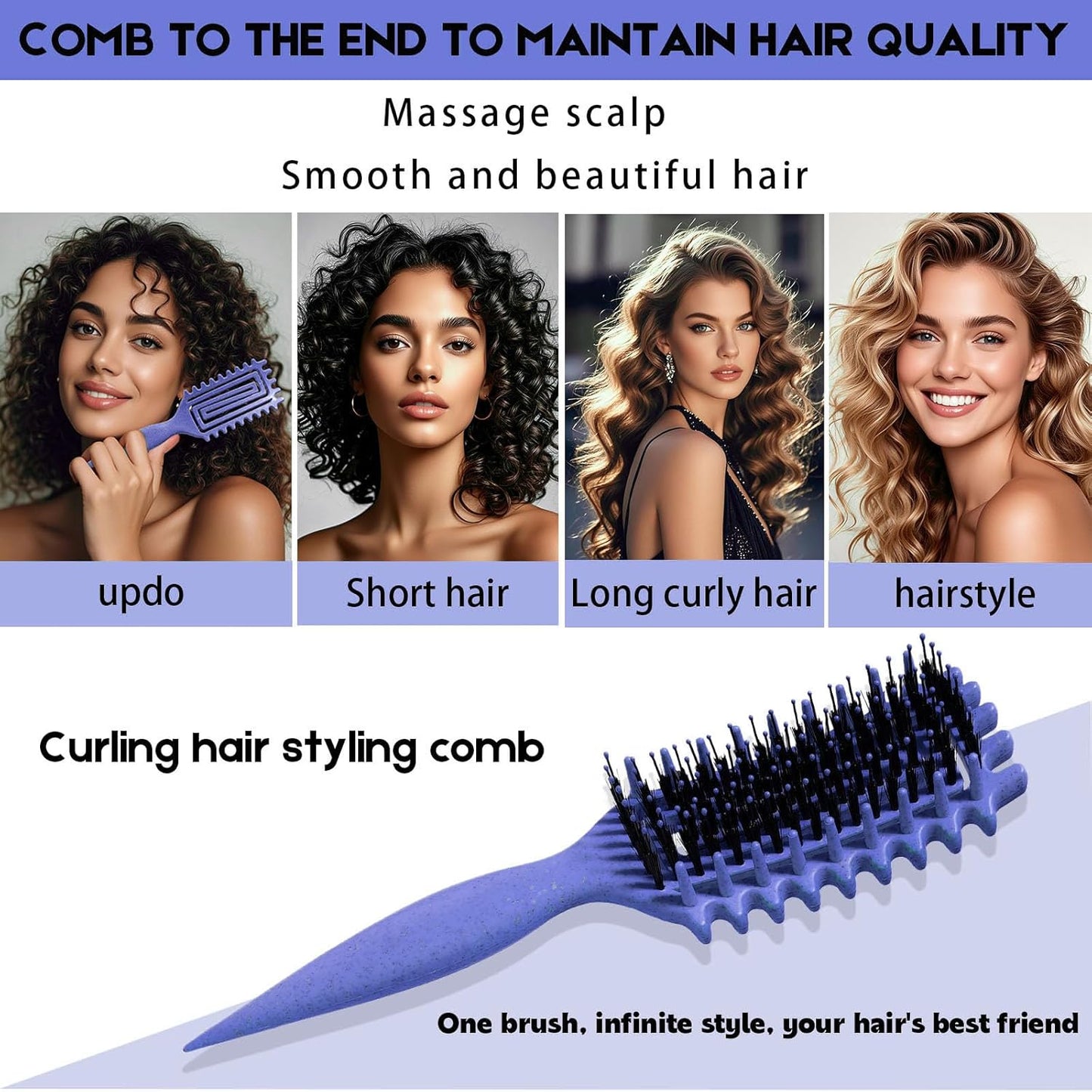 Curly Hair Brush Candybrush Curl Defining Brush for Detangling Shaping