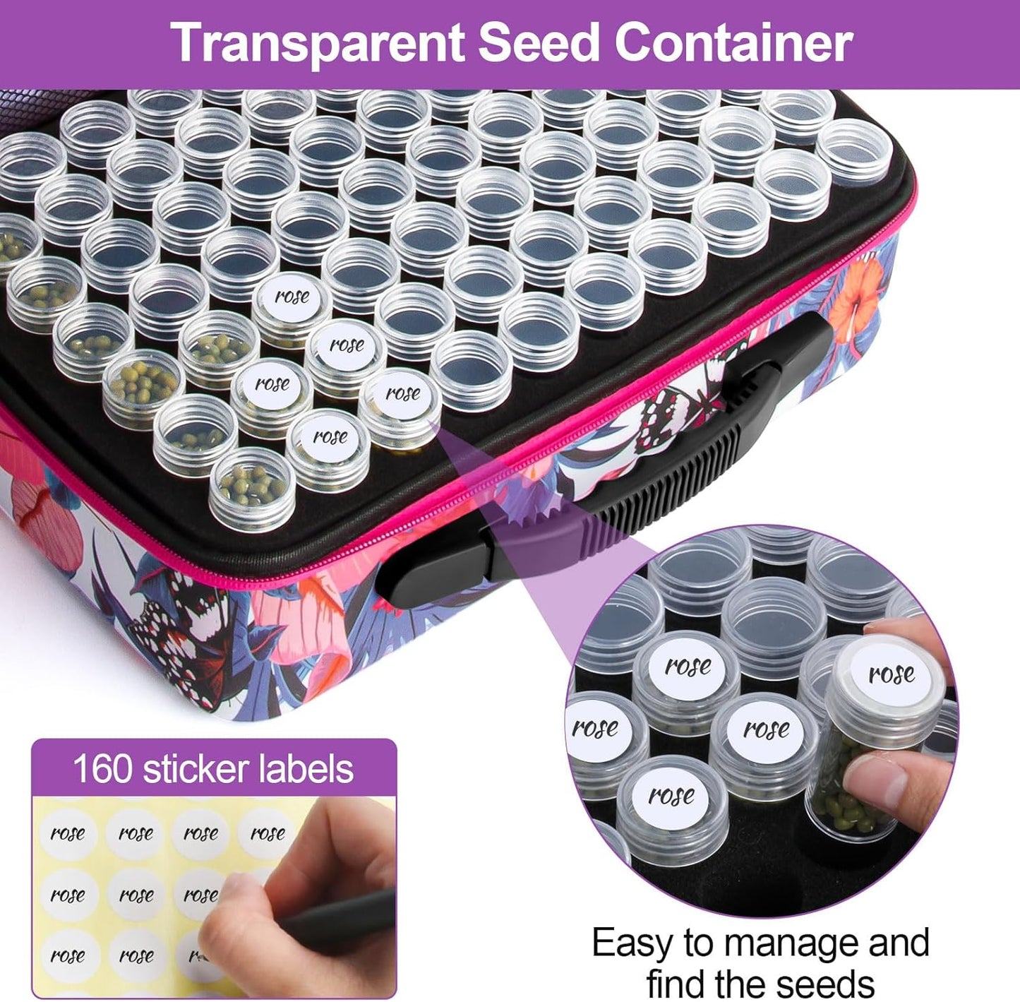 Seed Storage Organizer 140 Slots Seed Organizer Storage Box, Portable 