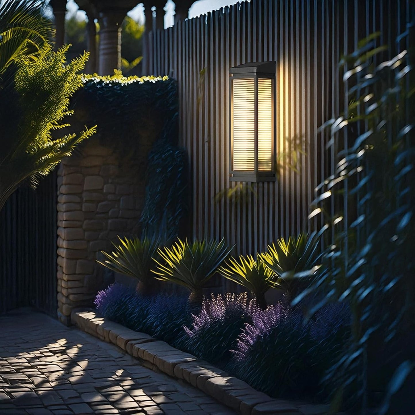 Large Solar Outdoor Wall Sconce Light Fixture, Modern Exterior Wall Lamp with Glass, Waterproof Wall Mounted Lighting, Stainless Steel Wall Lantern for Villa, Porch, Patio, Garden, Yard