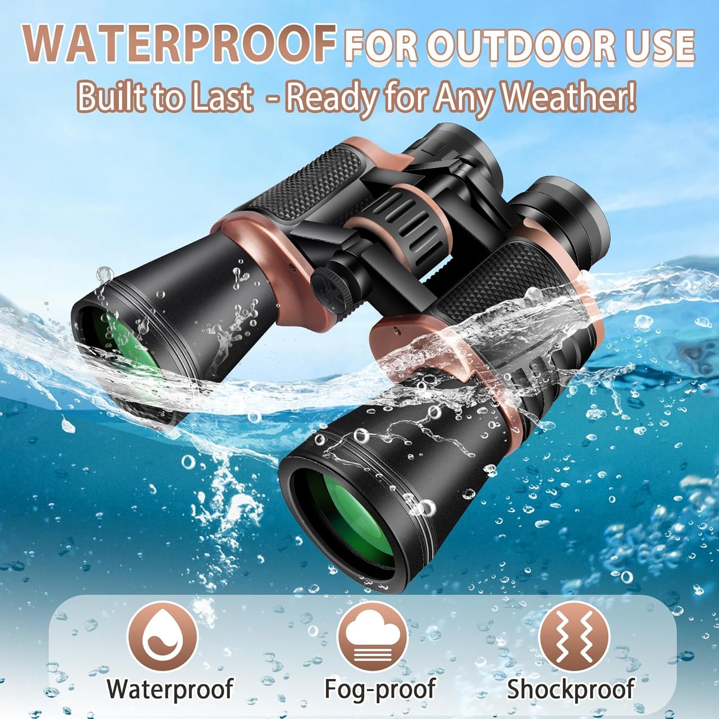 22x50 Binoculars for Adults High Powered, BAK-4 Prism HD FMC, Professional Waterproof Binoculars for Bird Watching, Hunting, Travel with Carrying Bag