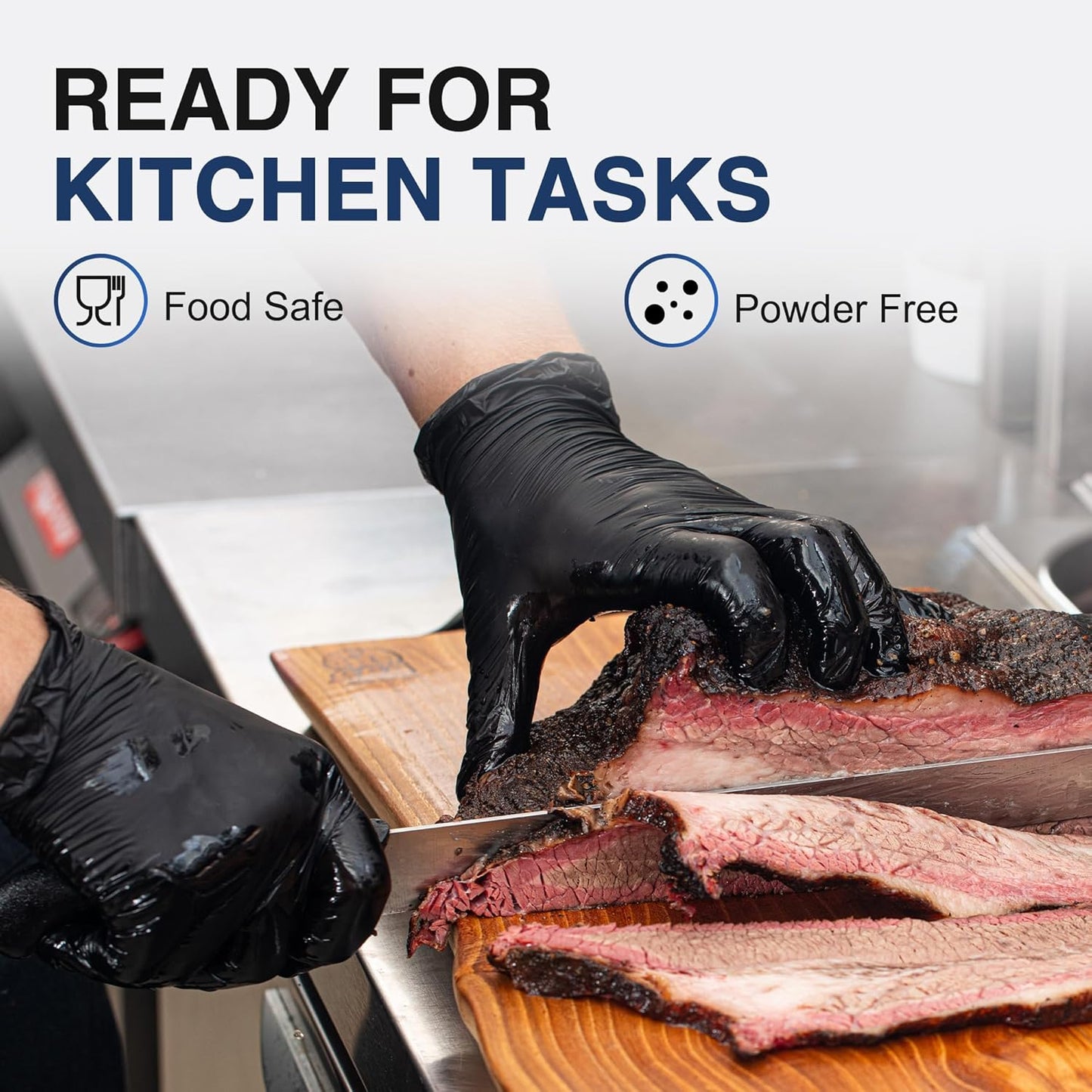 Schneider Black Nitrile Gloves, Powder Free, Disposable Gloves Latex Free for Medical Exam, Food Prep & Cleaning