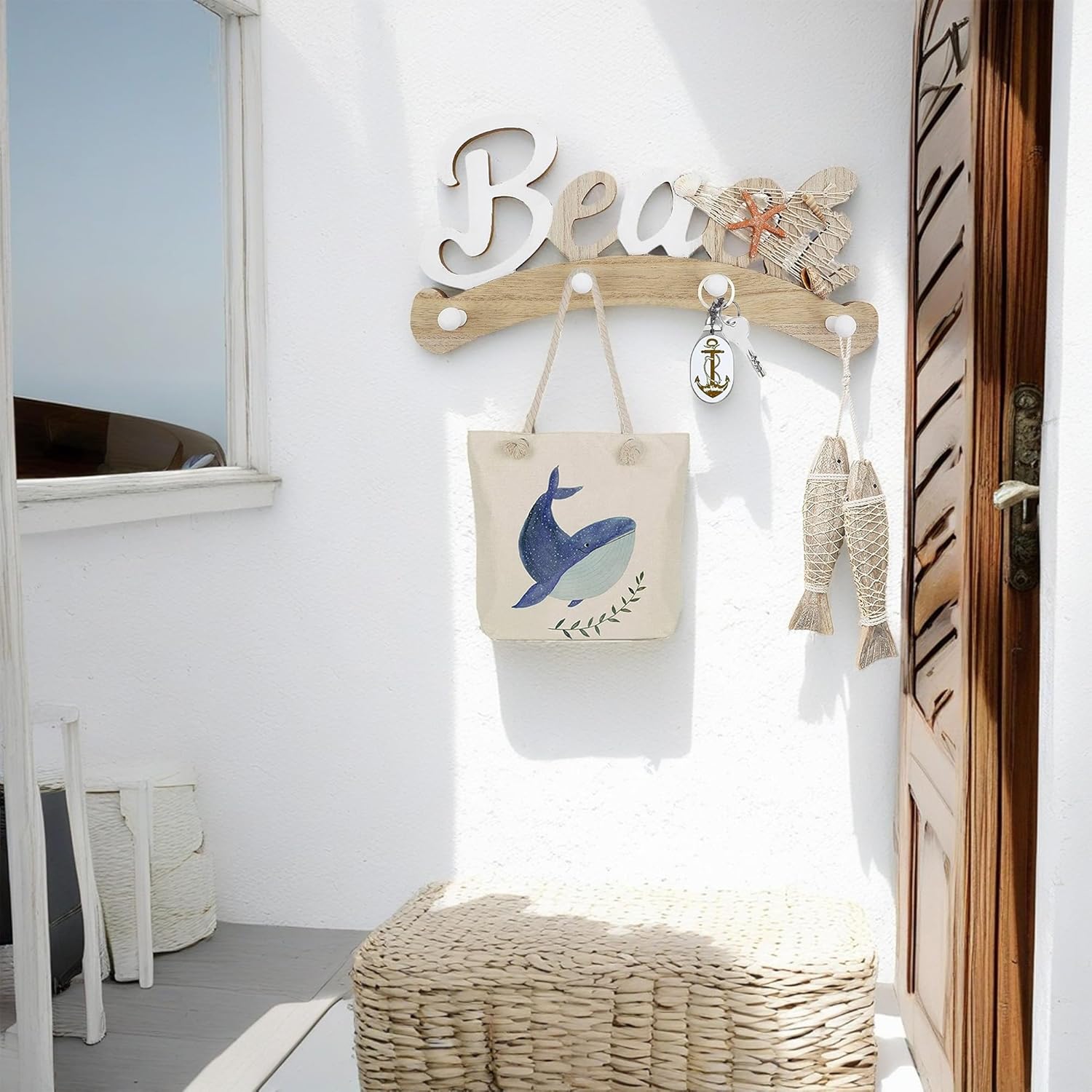16" Beach Nautical Coat Hook Bathroom Wall Hook Rack Towel Hanger Hang