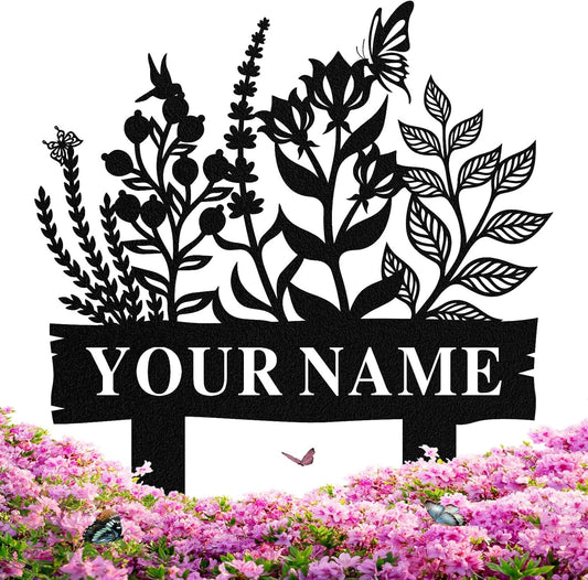 Personalized Garden Signs with Stake, Custom Metal Garden Sign for Out