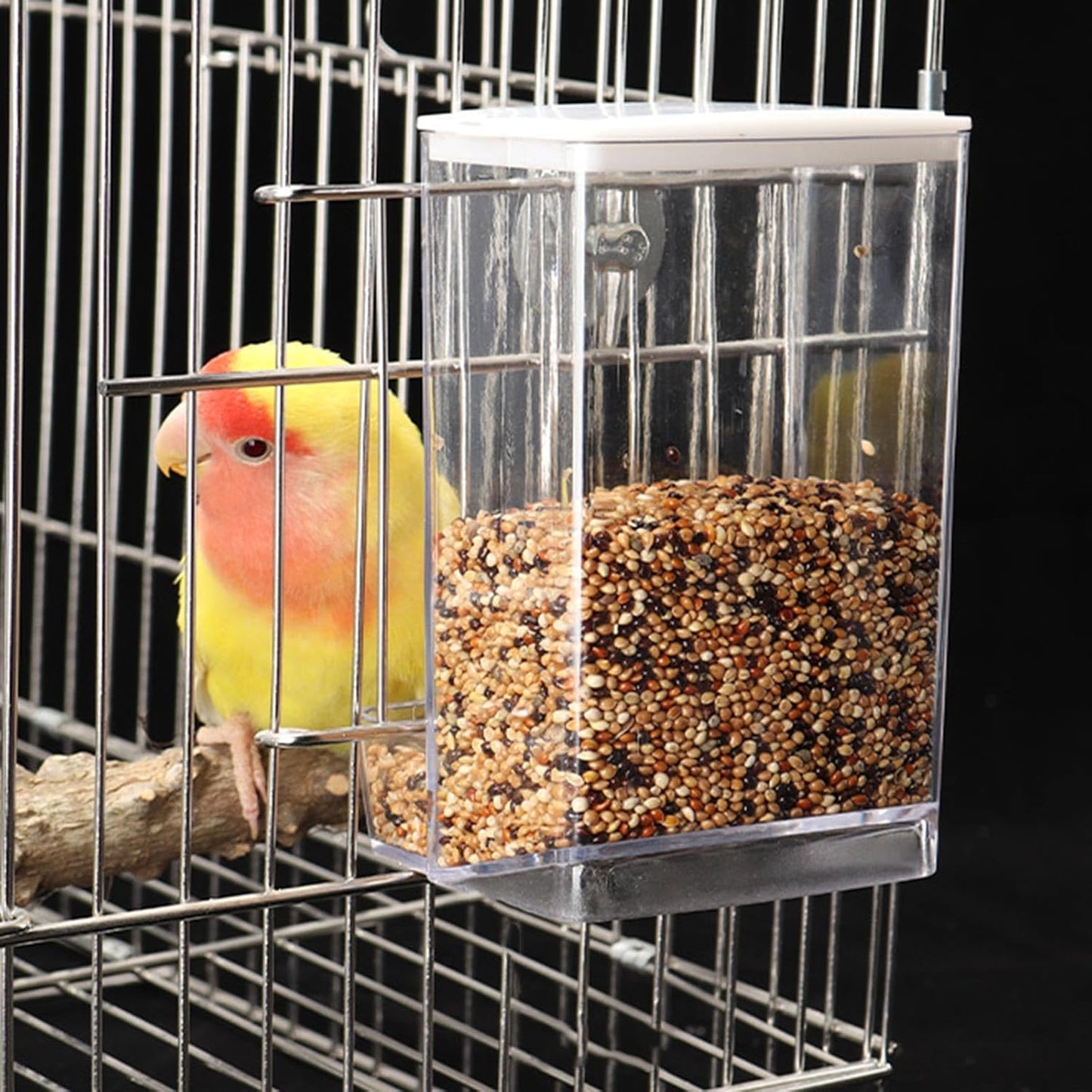 Bird Food Feeder Hangable Feeding Box Automatic Bird Feeder Anti-Spill Bird Food Container with Large Capacity