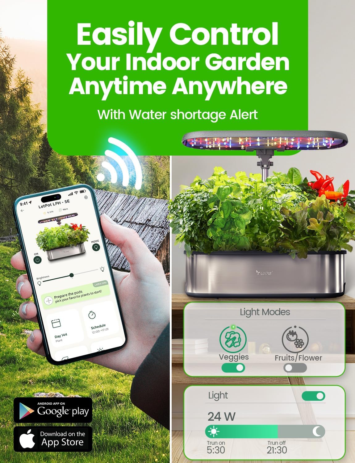 LetPot LPH-SE Hydroponics Growing System, 12 Pods Smart Herb Garden Ki