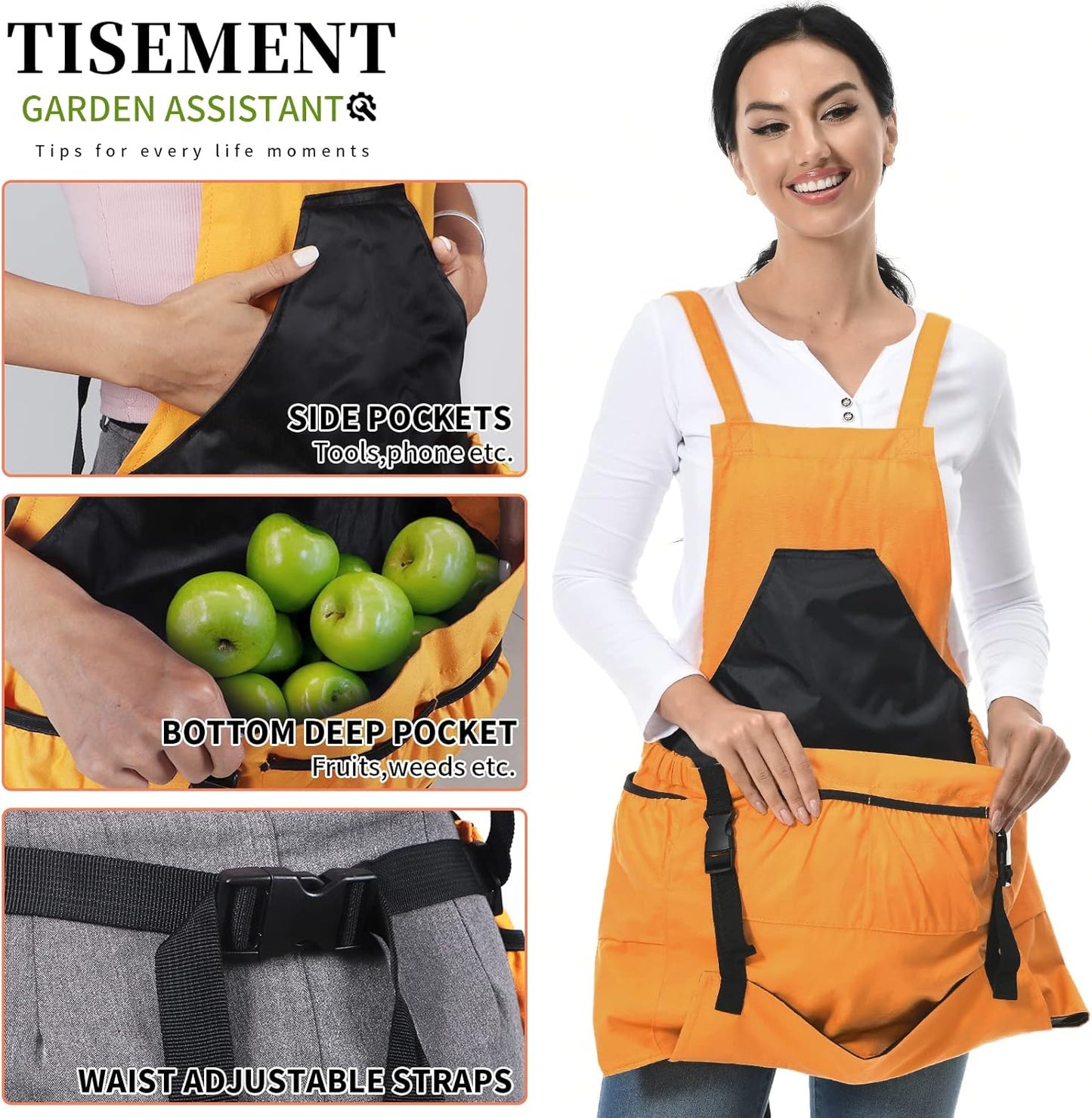 Gardening Apron, 8Oz Waterproof Canvas Garden Apron with Quick Release