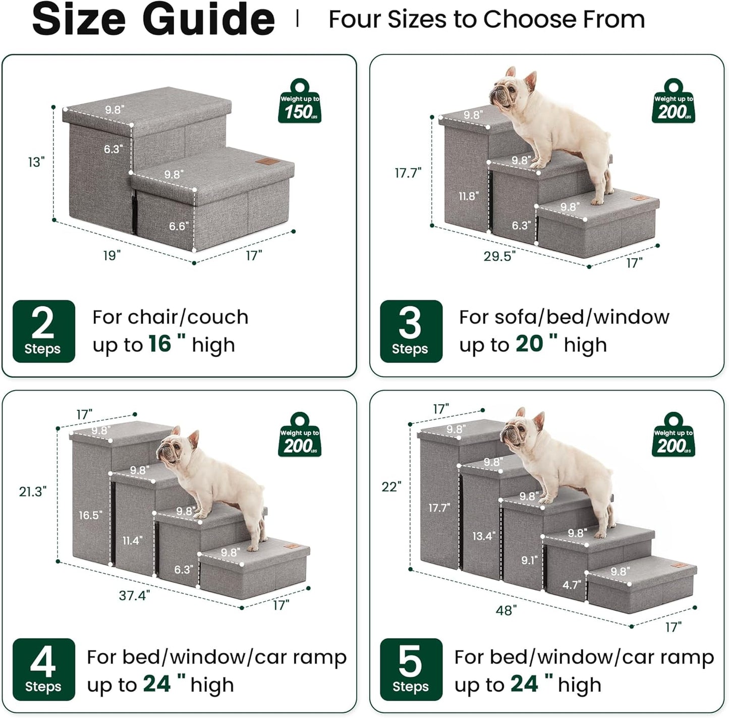 Love's cabin Dog Stairs for High Bed 18" H, Foldable Pet Stairs for Sm