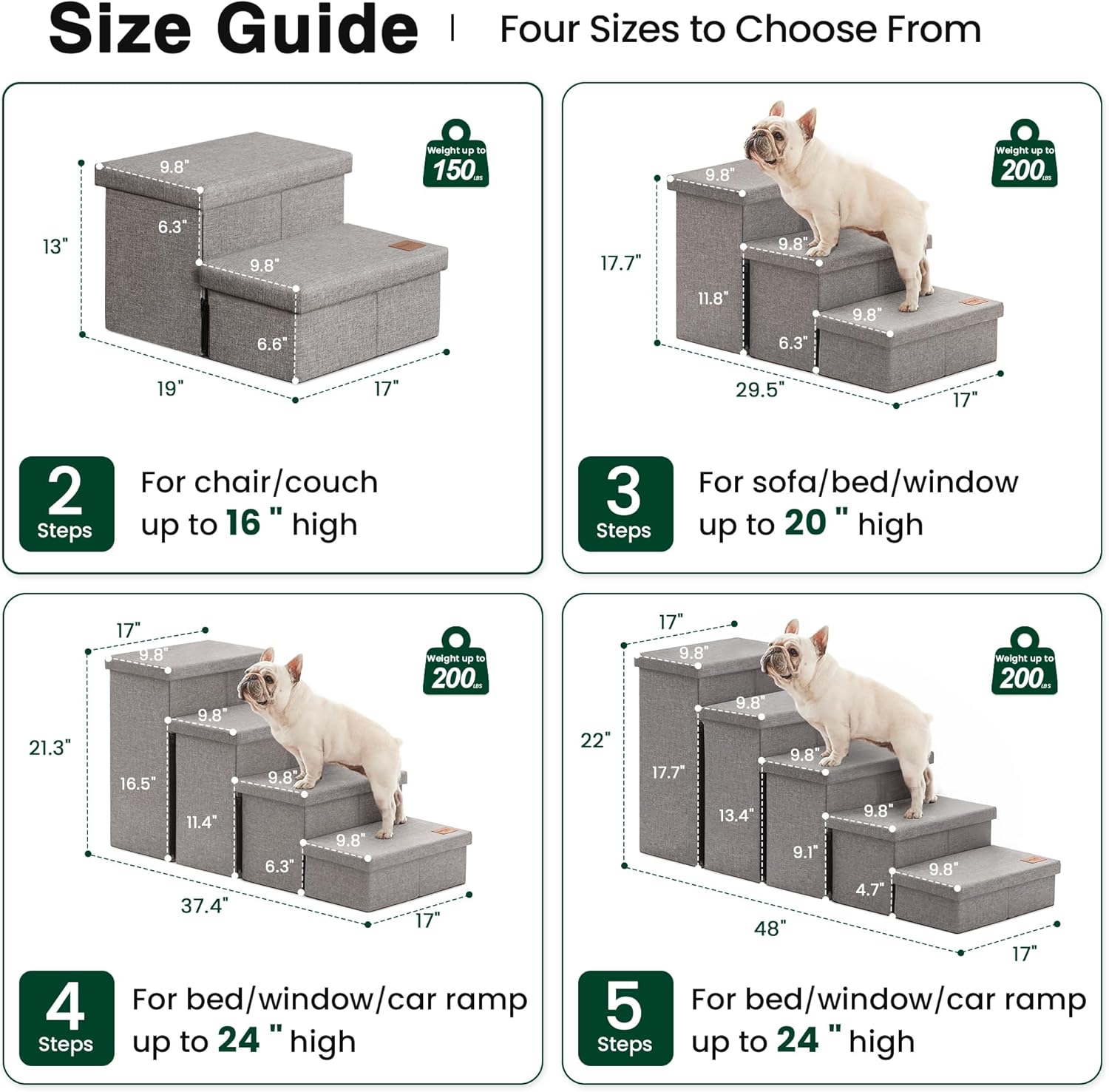 Love's cabin Dog Stairs for High Bed 18" H, Foldable Pet Stairs for Sm