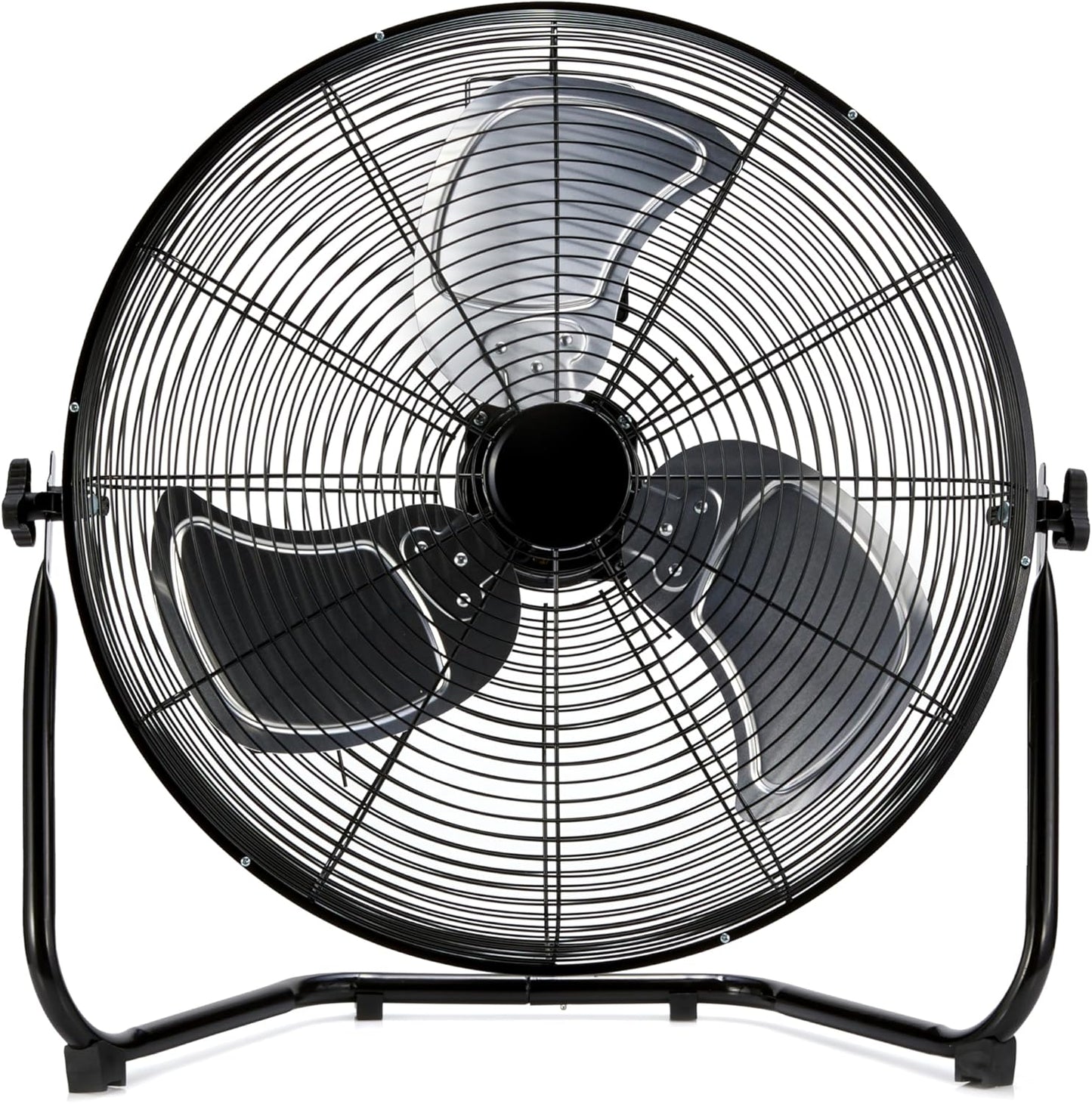 Amazon Basics 20" High Velocity Industrial Cooling Floor Fan with 3 Speeds, Tilt Head, ETL-Listed Safety Compliance, Metal Housing and Blades, for Commercial Space/Garage/Gym, 125W, Black