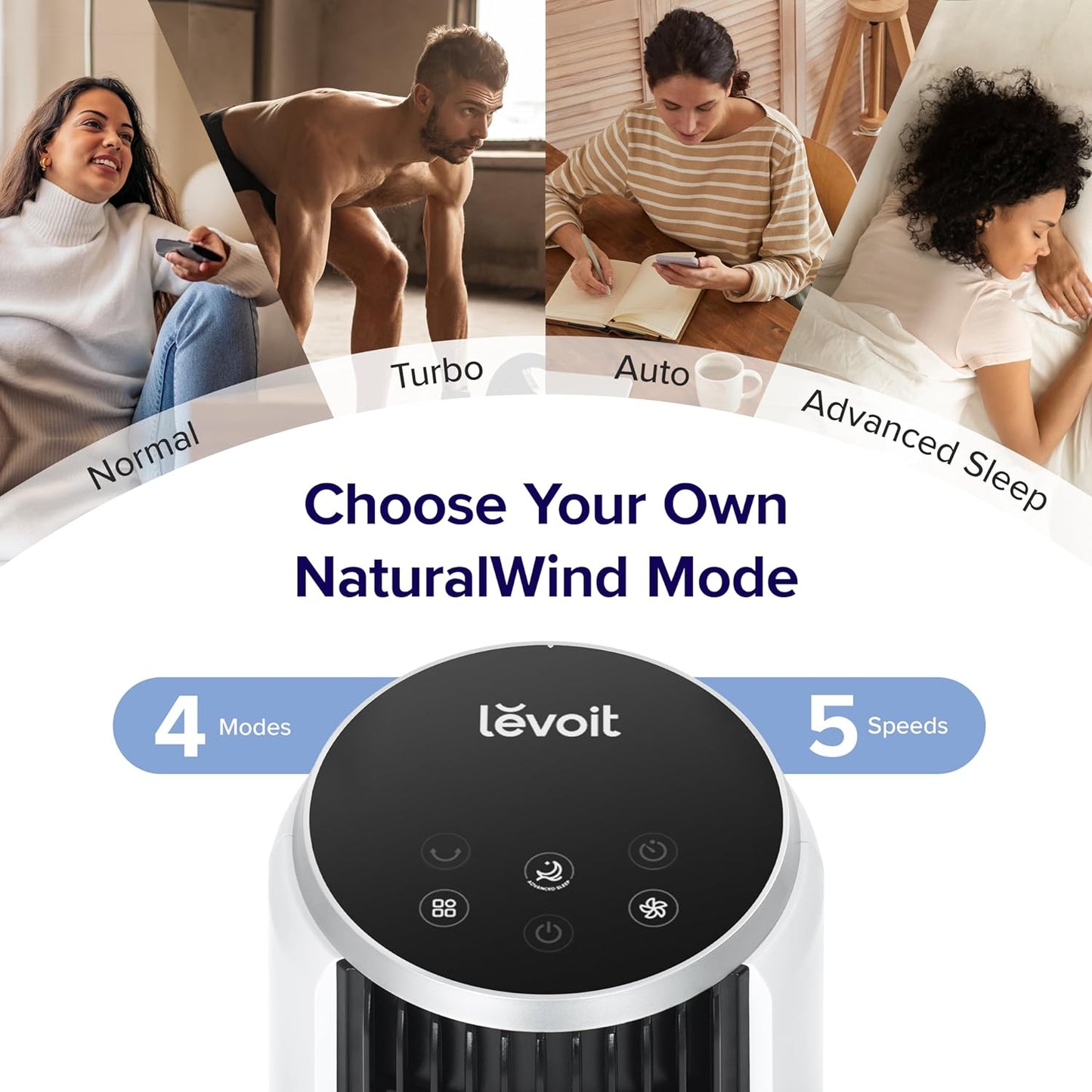 LEVOIT Tower Fan for Bedroom, 90° Oscillating Standing Fan with 28dB Q