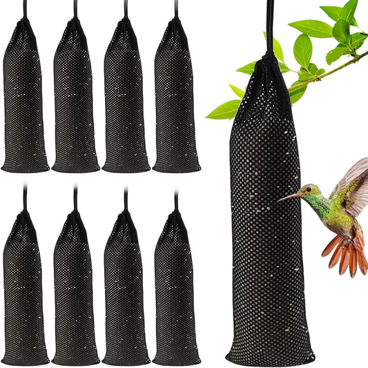 GXXMEI 8PCS 3.9" x 15.7" Black Finch Sock Feeder for Outdoor, Durable 