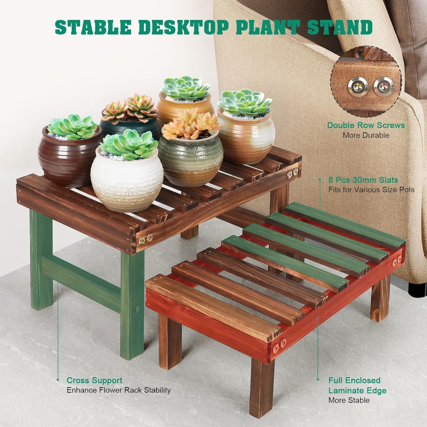3 Tiered Small Plant Stands Shelf Indoor Outdoor,Wood Flower Pot Stand