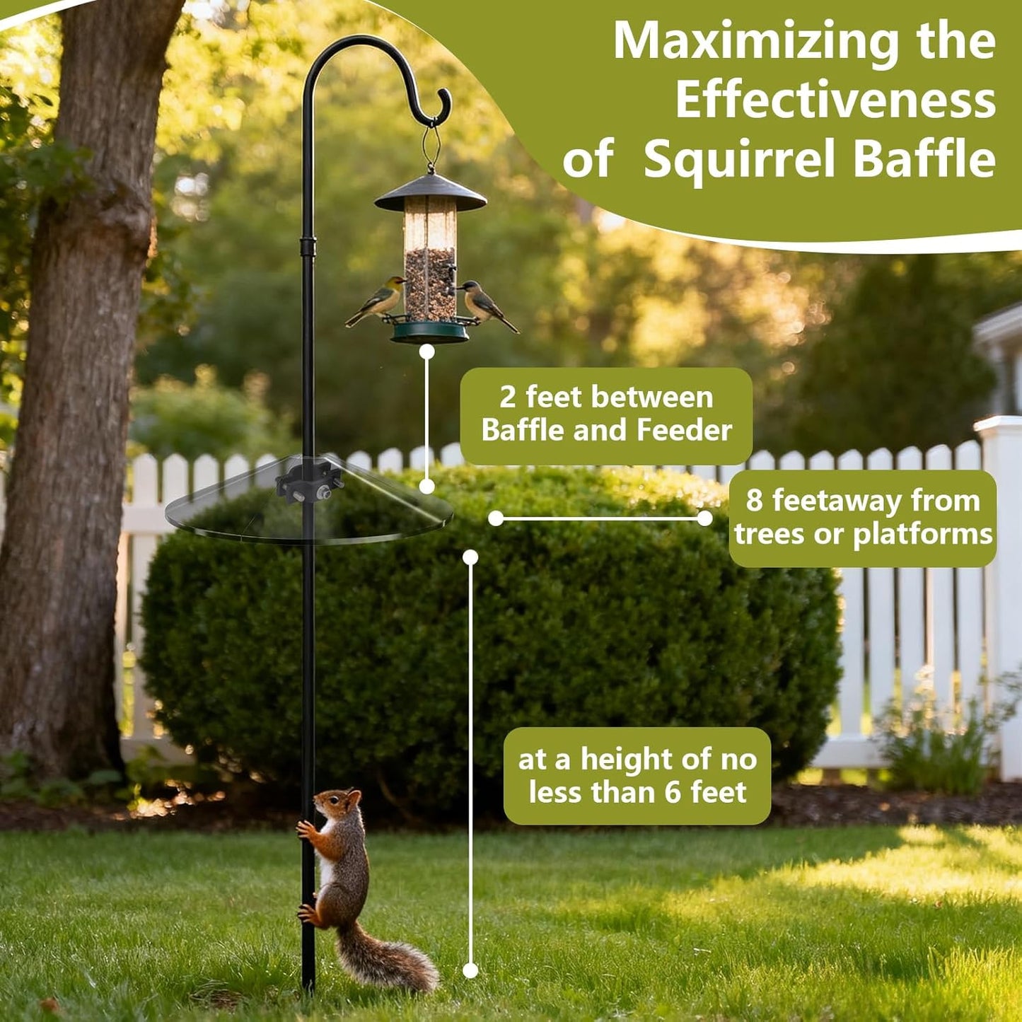 2 Pack Metal Squirrel Baffle Bracket for Bird Feeder Pole, Heavy Duty Squirrel Baffle Buckle Stopper Support Holder for Bird Feeder Poles,Shepherd's Hooks,Cone Guards & Raccoon Deflectors