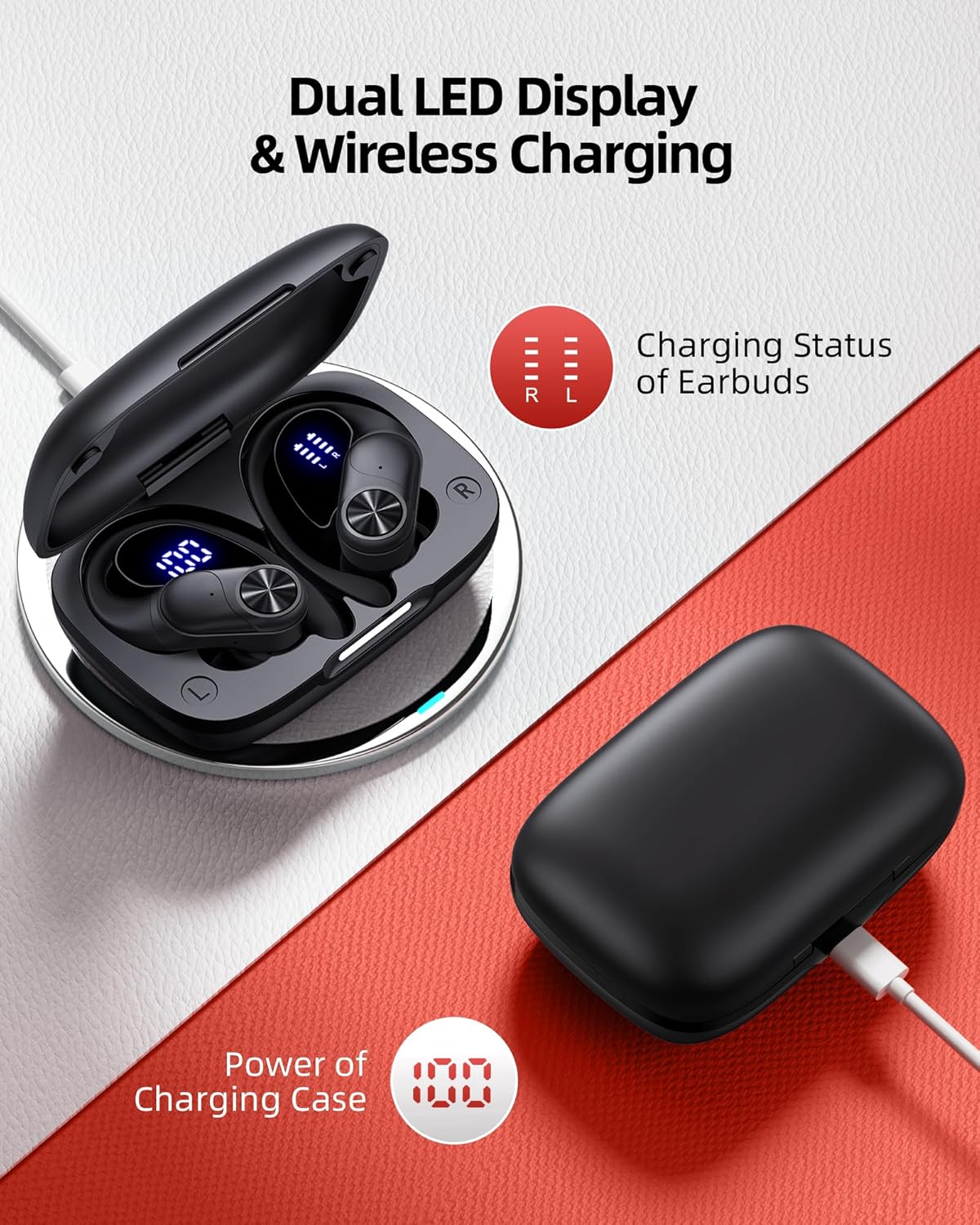 PocBuds Bluetooth Headphones Wireless Earbuds 80hrs Playtime Wireless 
