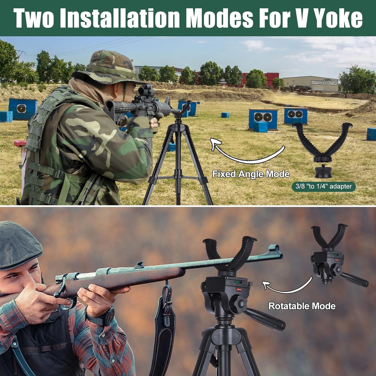 DAPENG Spotting Scope Tripod,Shooting Hunting Rest V Yoke Stand with Travel Bag and Phone Holder,Compatible with Monocular/Astronomical Telescope/DSLR Camera/Cell Phone/Projector (74 inch)