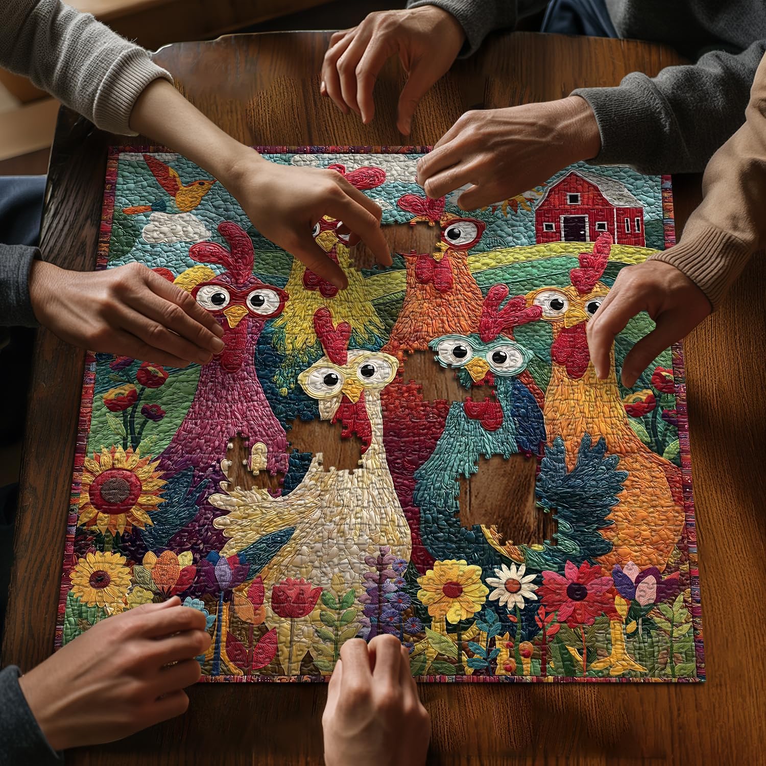 Chicken Puzzles for Adults 1000 Piece, PICKFORU Funny Chicken Jigsaw P